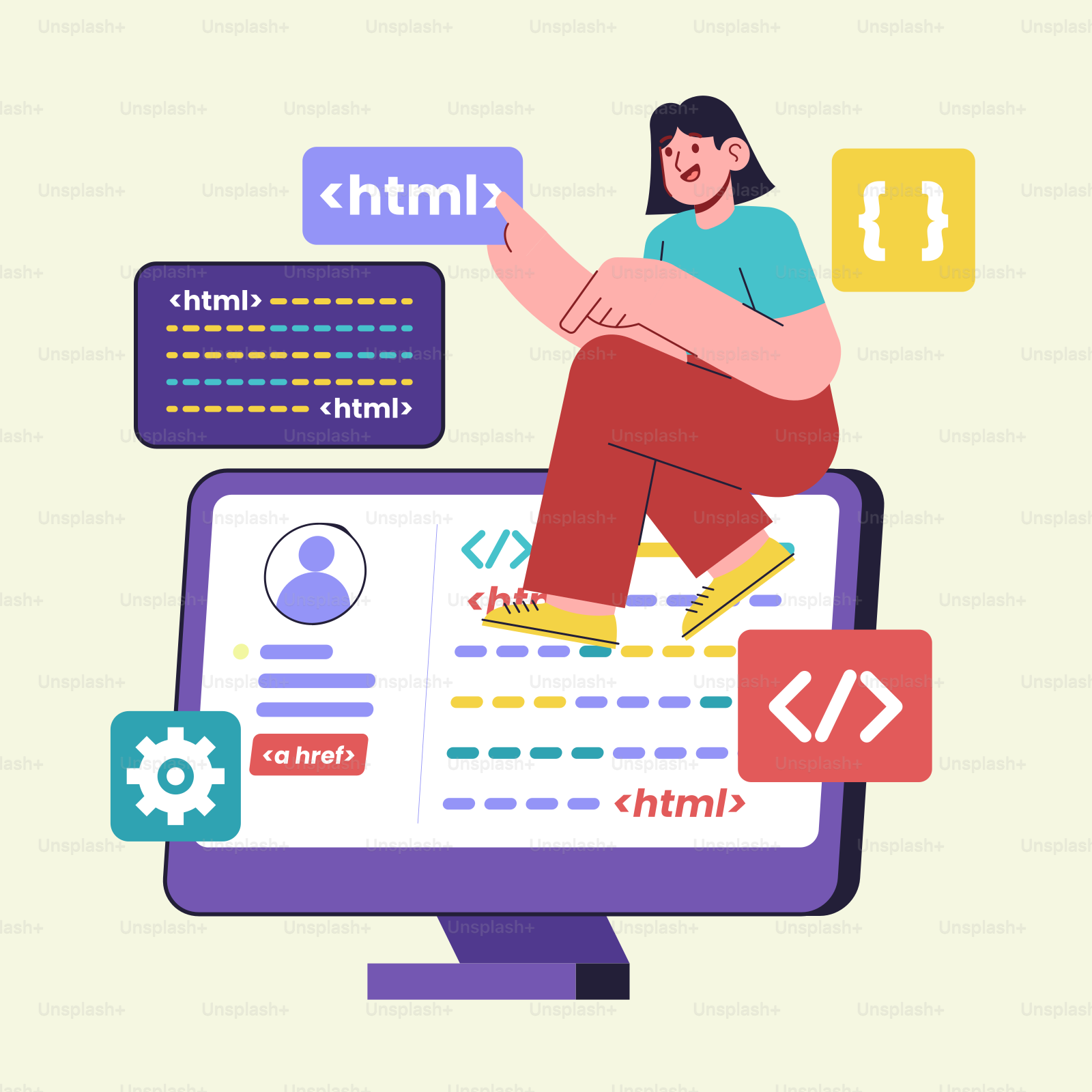 A person sitting on top of a computer screen