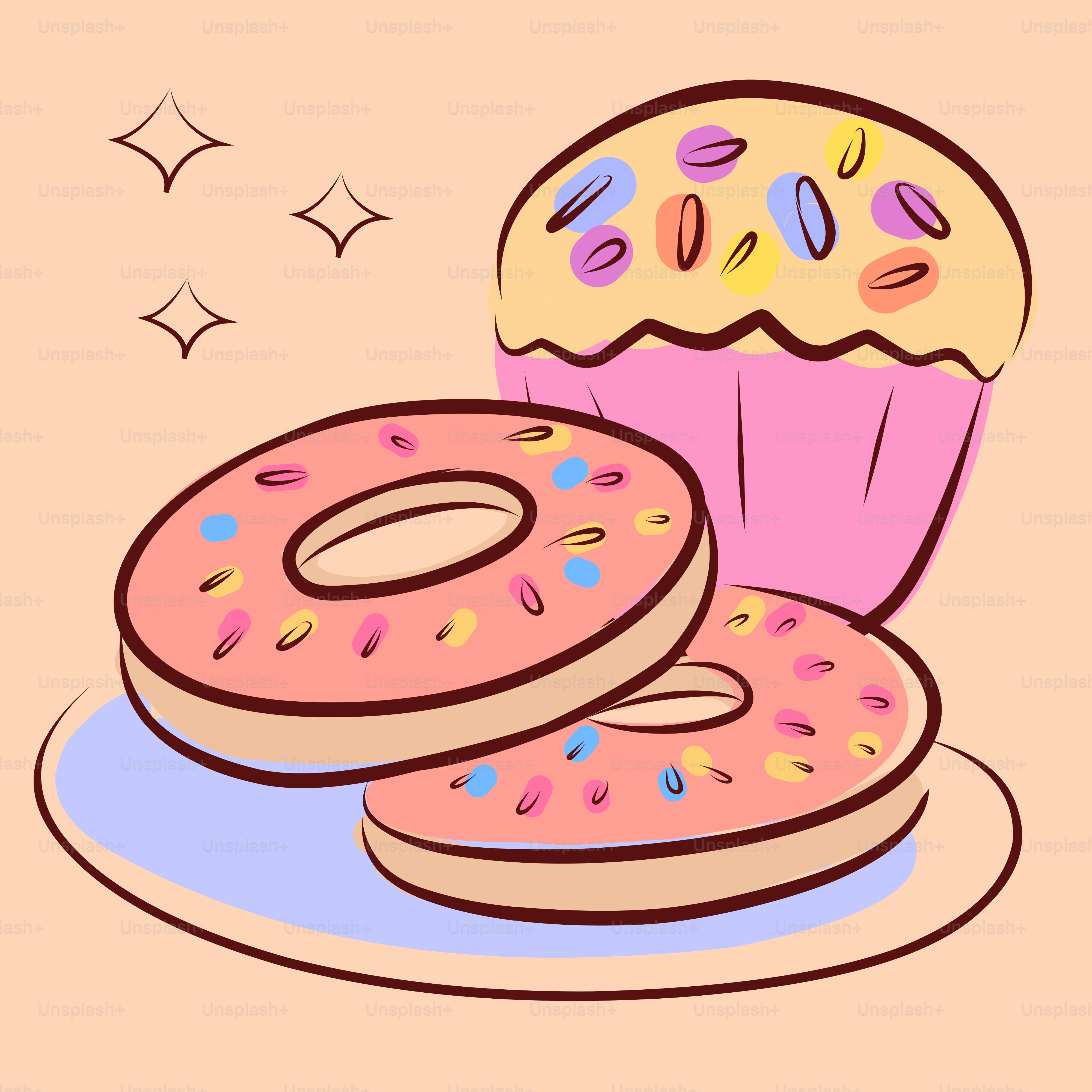 Ein paar Donuts, die auf einem Teller liegen