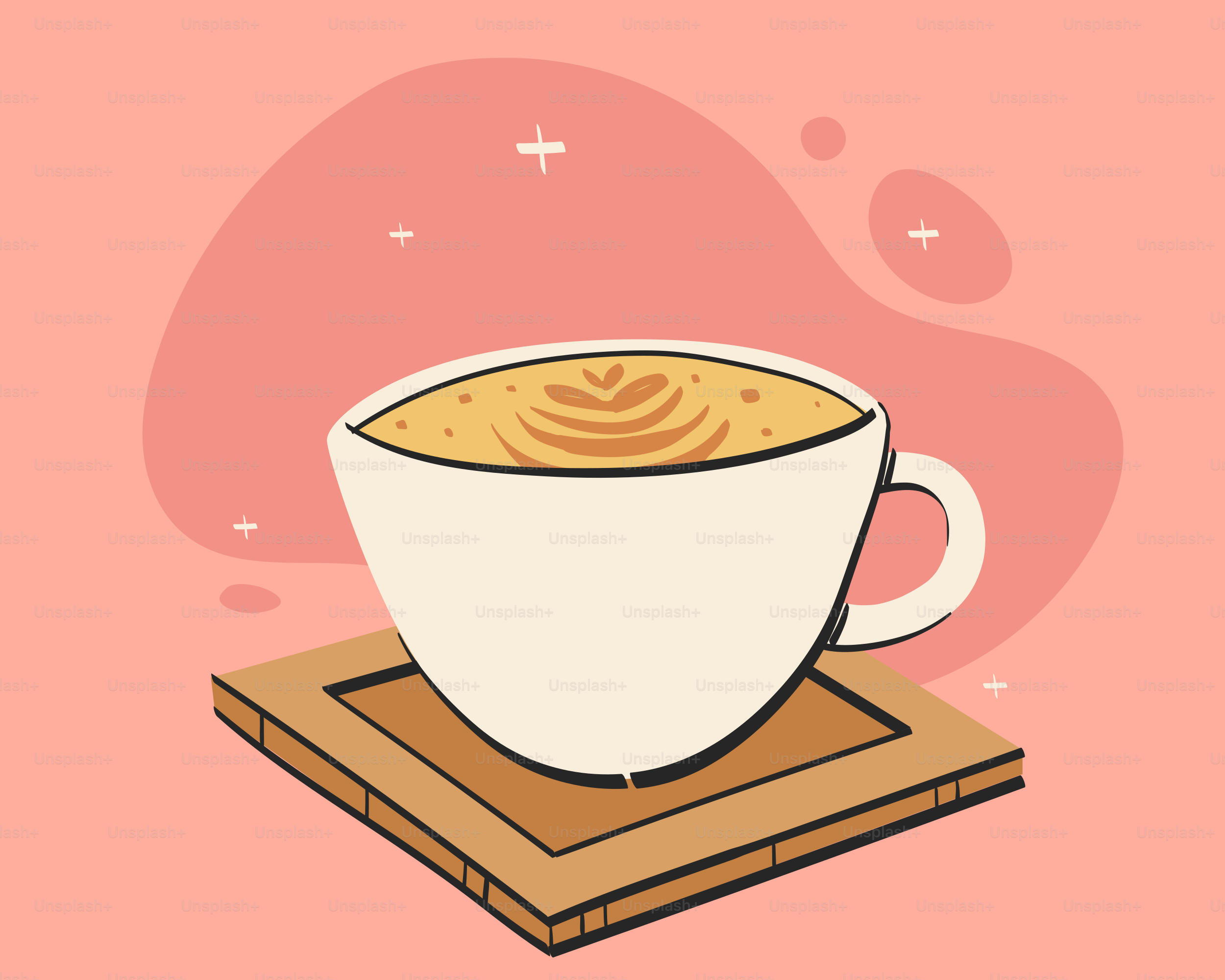 A cup of coffee sitting on top of a wooden coaster