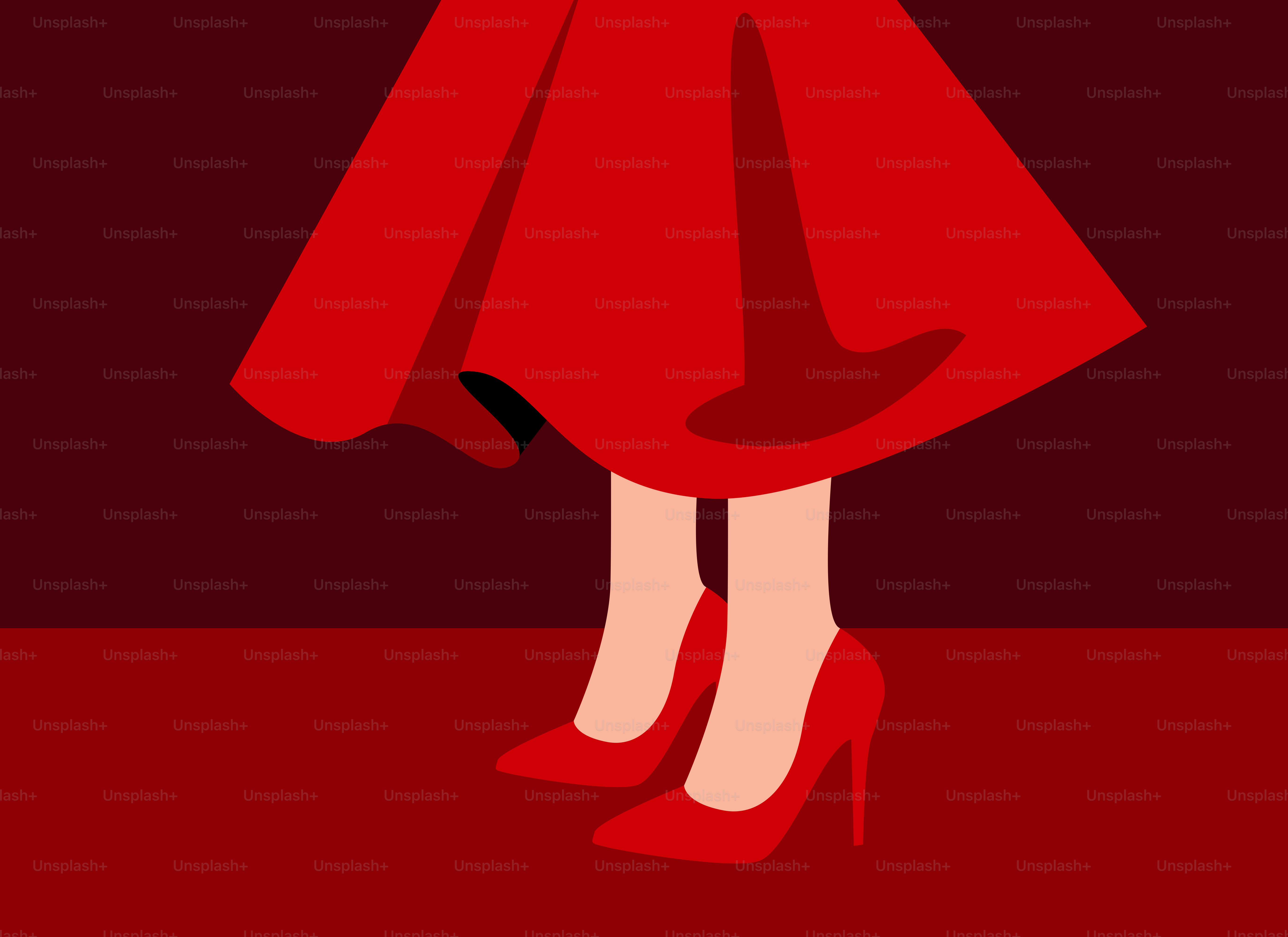 A woman in a red dress and high heels
