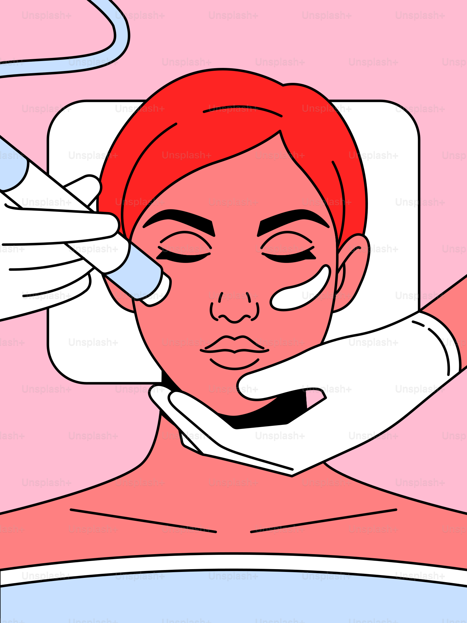A woman getting a facial peel from a man
