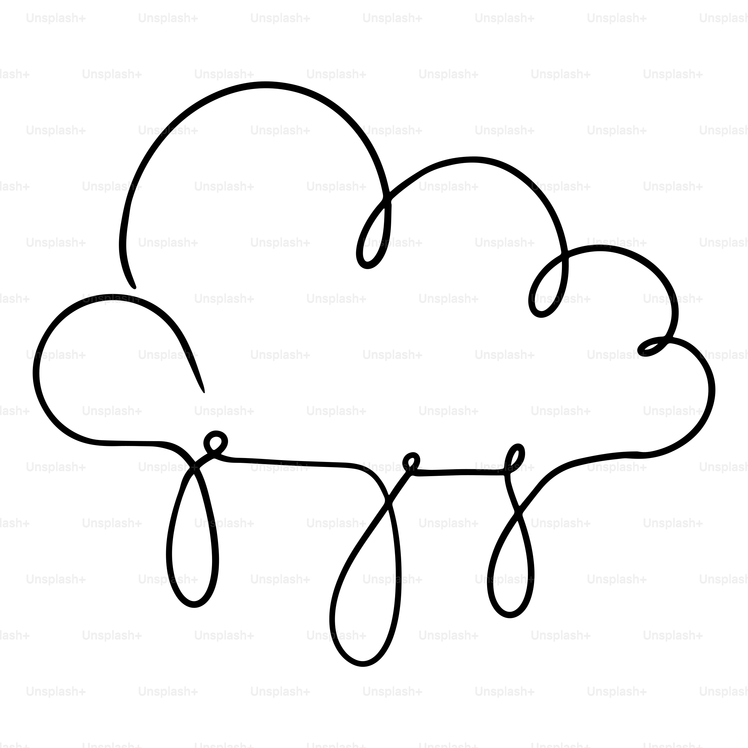 A black and white drawing of a cloud