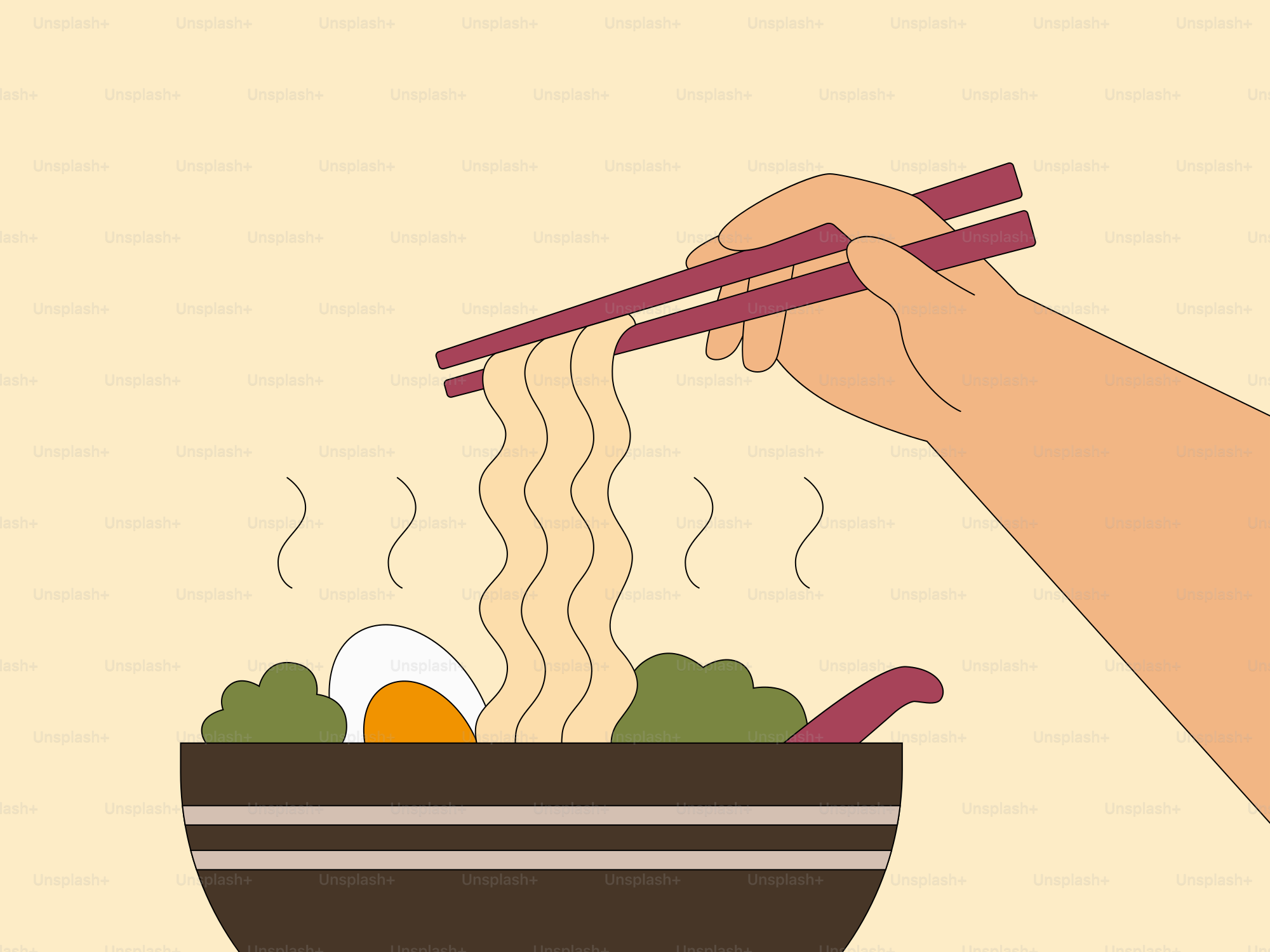 A hand holding chopsticks over a bowl of food