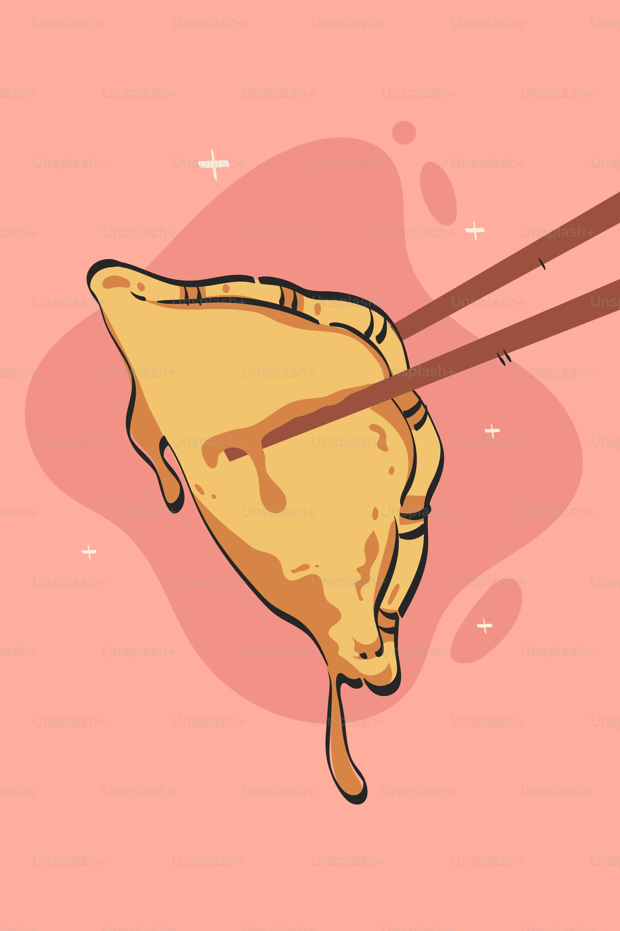 A piece of food with chopsticks sticking out of it