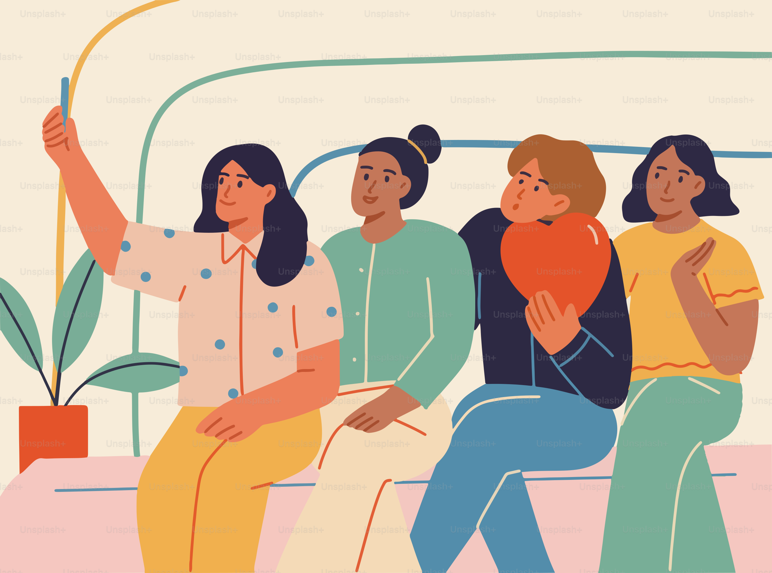 Un groupe de personnes assises dans un bus