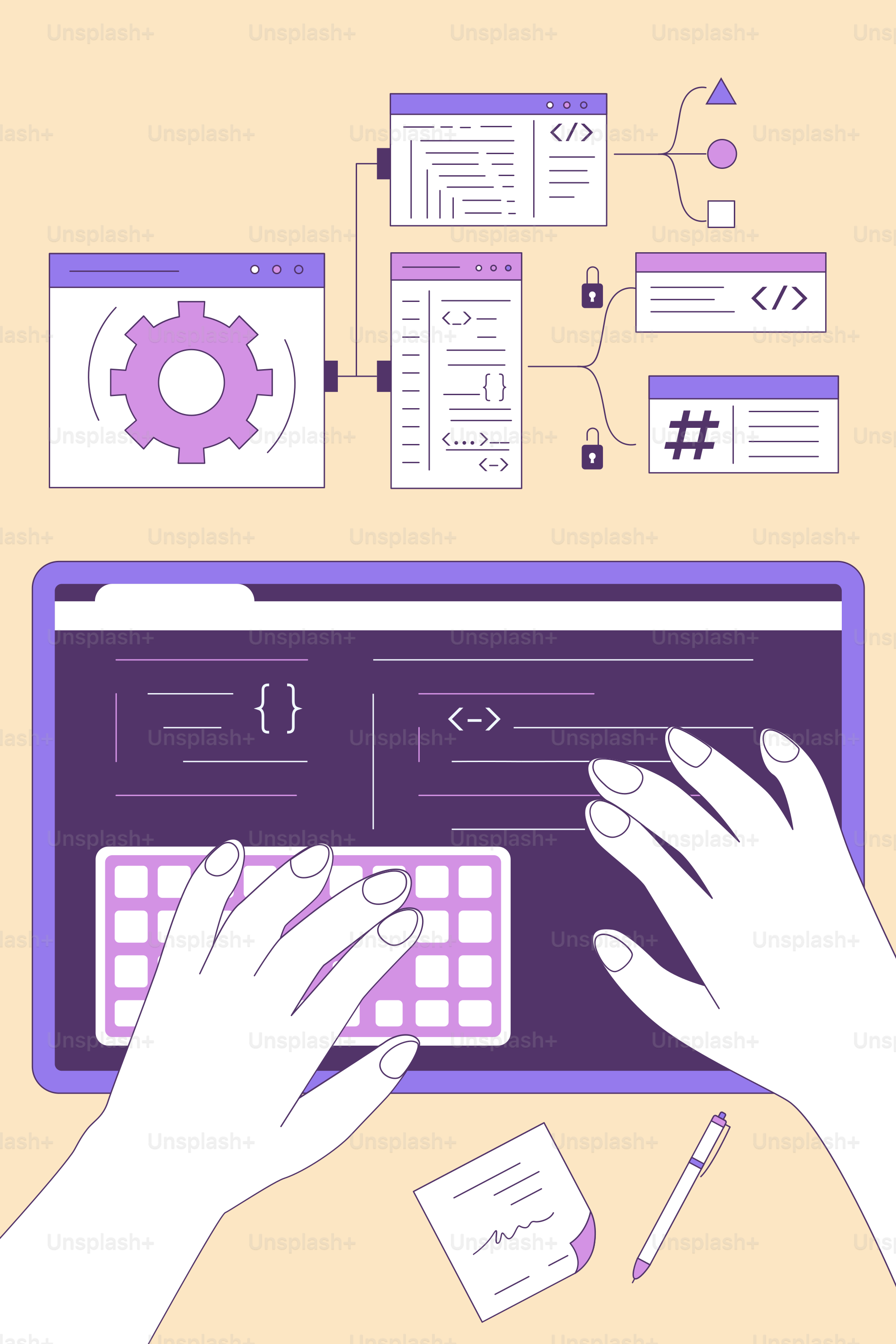 A person typing on a keyboard with a mouse