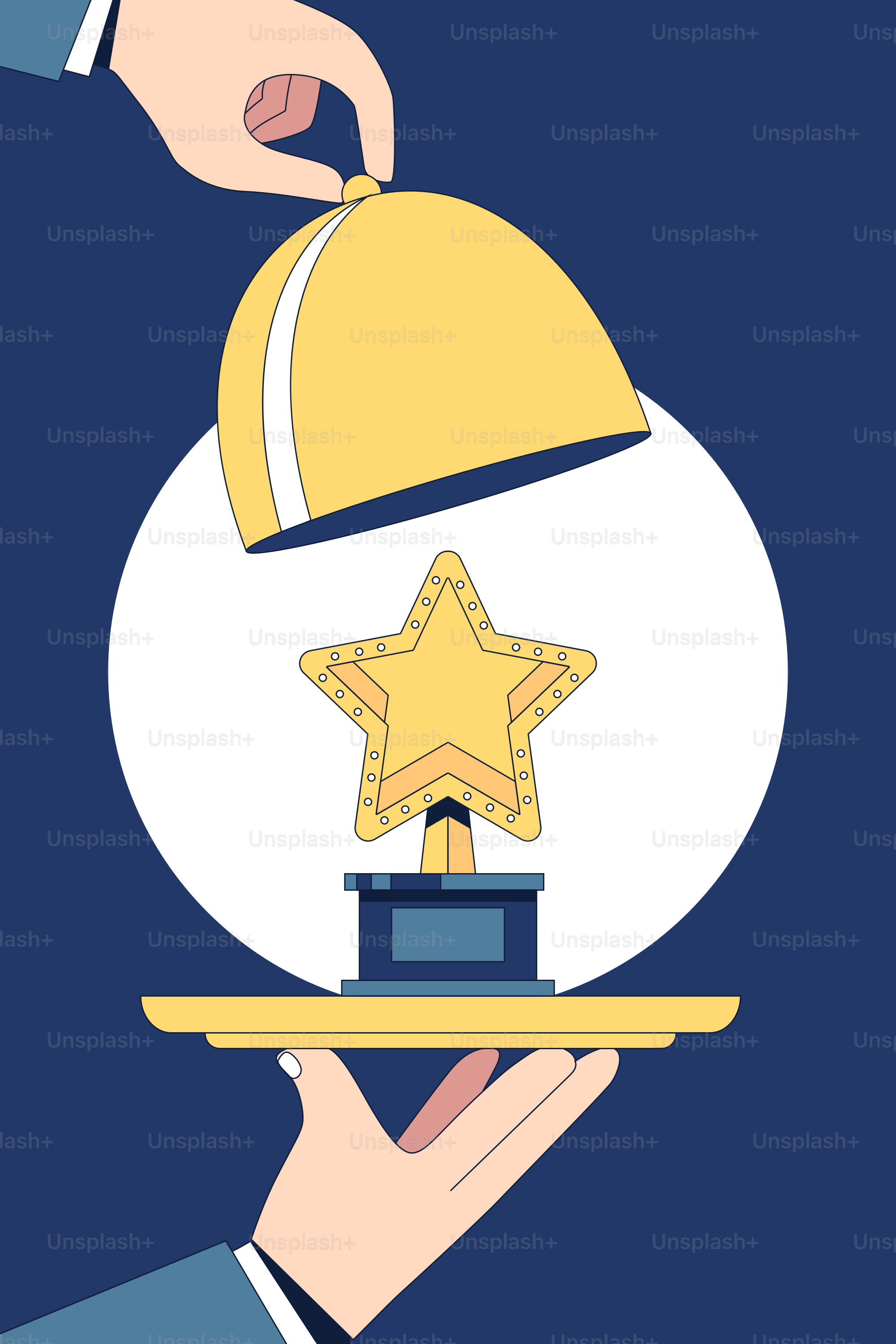 별이 달린 트로피를 들고 있는 사람