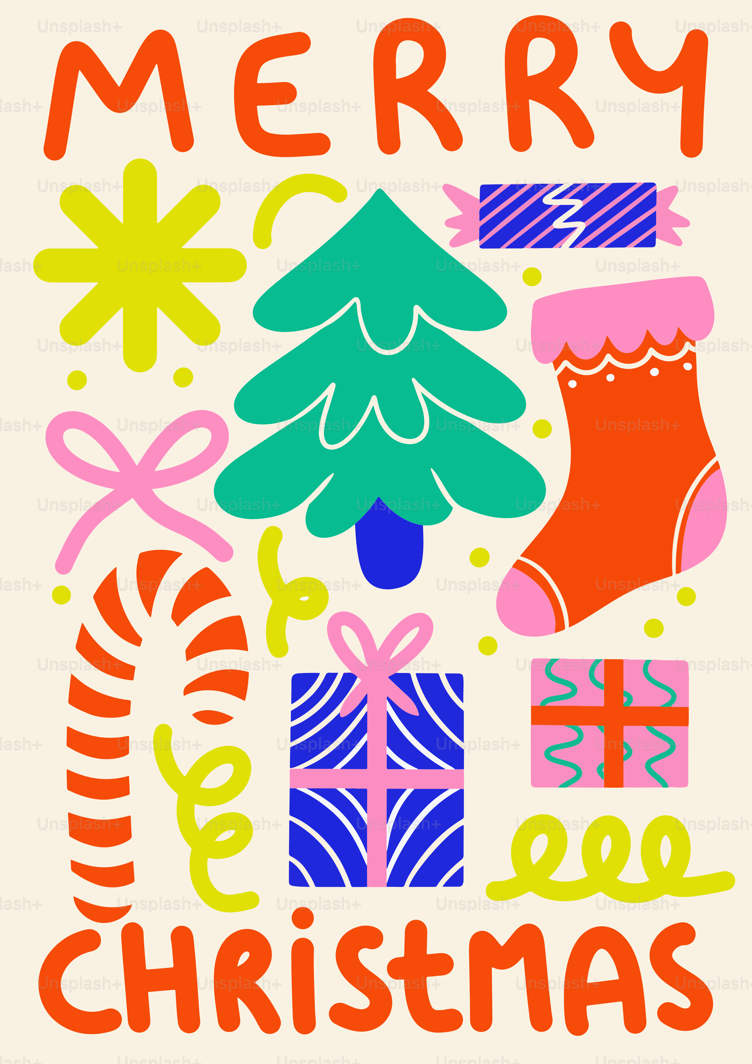 A christmas card with a boot and a christmas tree