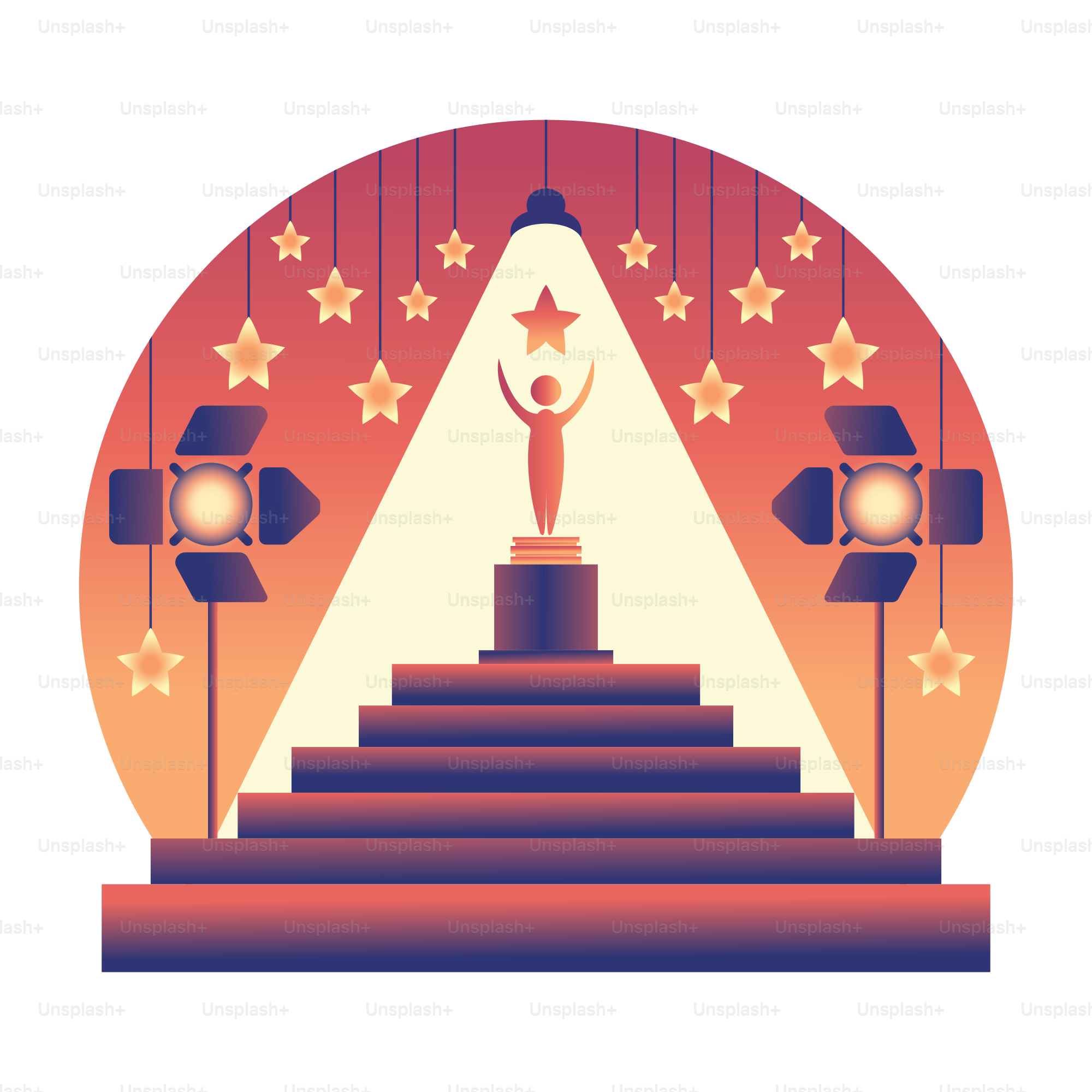 Eine Bühne mit einem Podium und Sternen drumherum