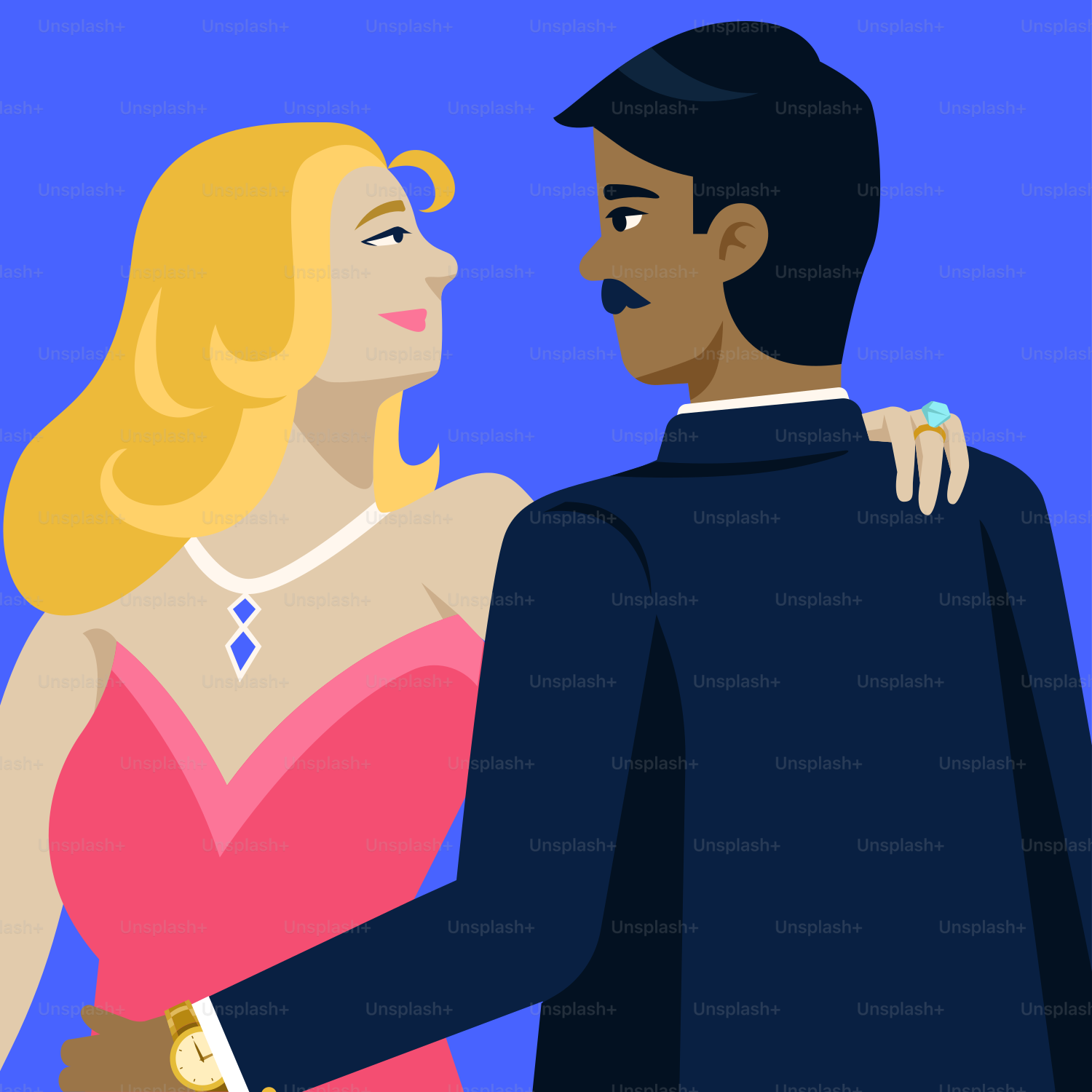 A man and a woman in formal wear standing next to each other