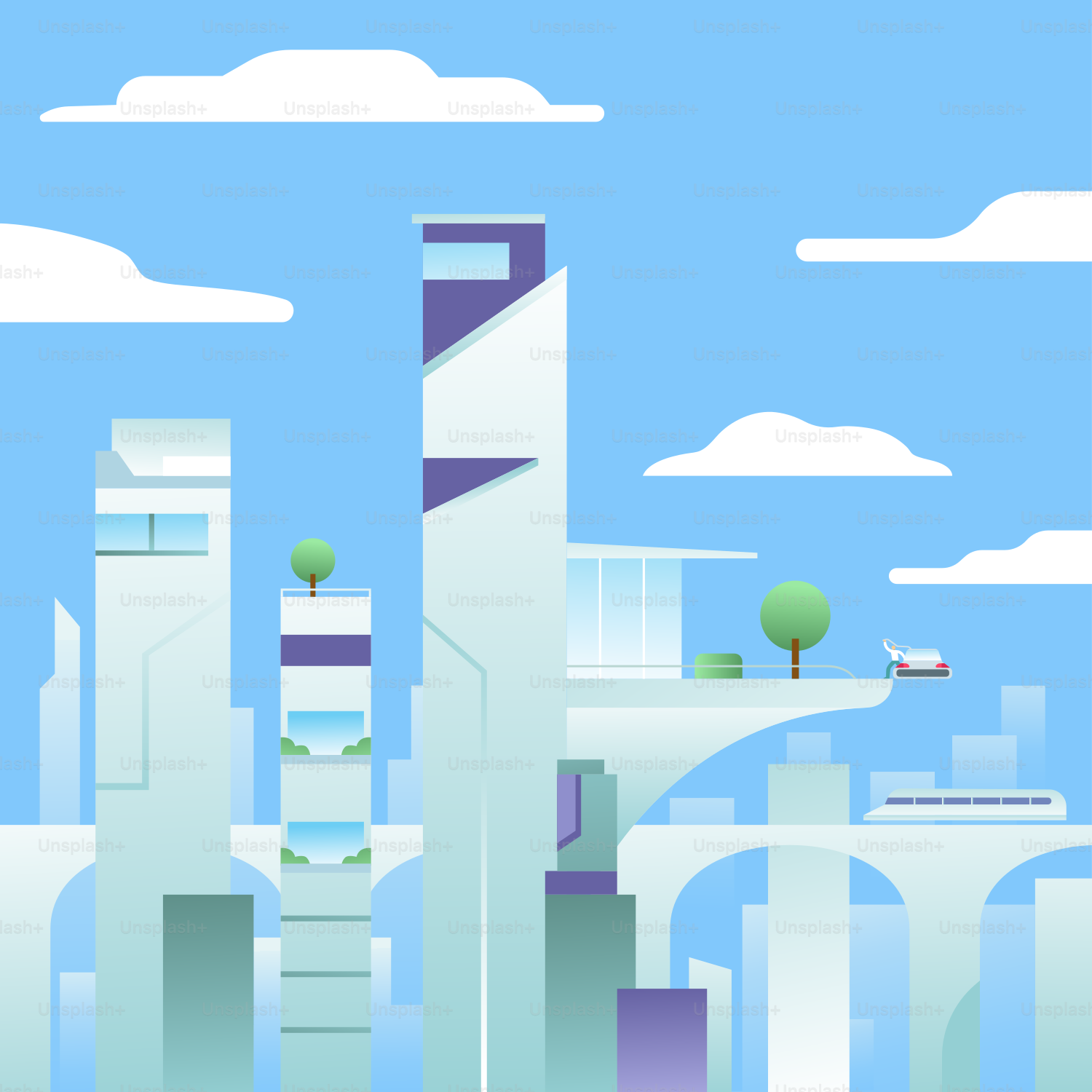 A picture of a city with tall buildings