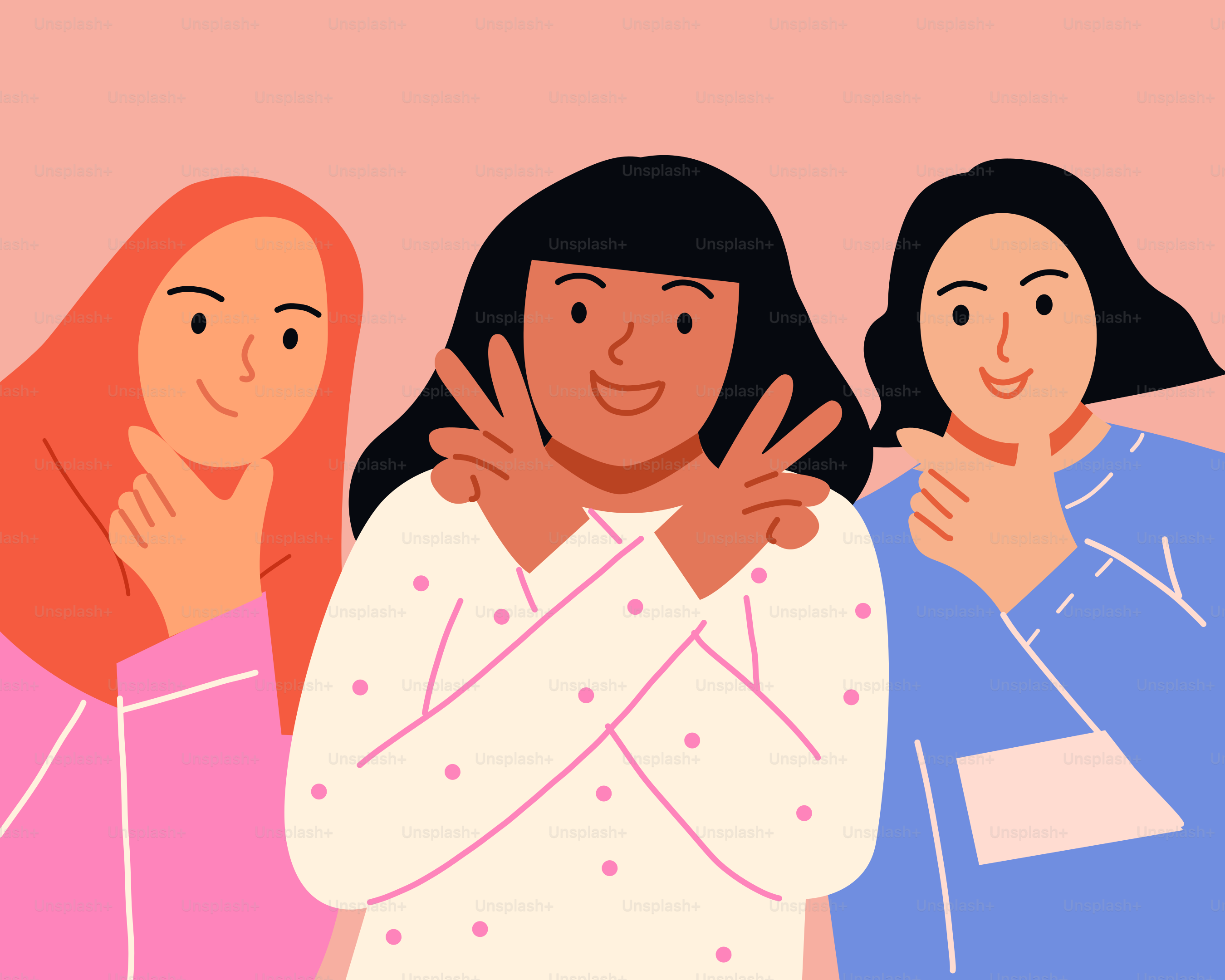 Sekelompok wanita berdiri bersebelahan satu sama lain