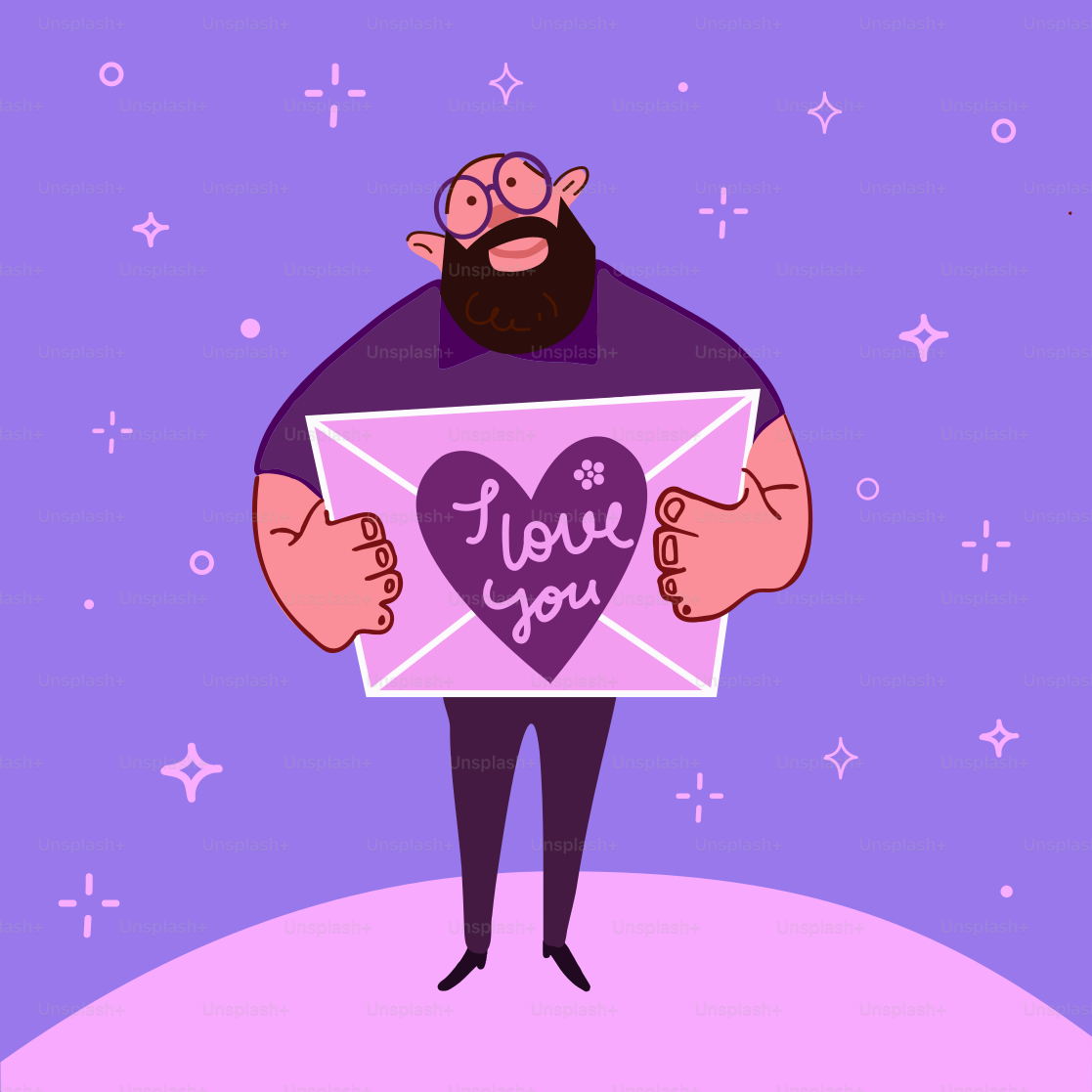 A man holding a letter that says i love you