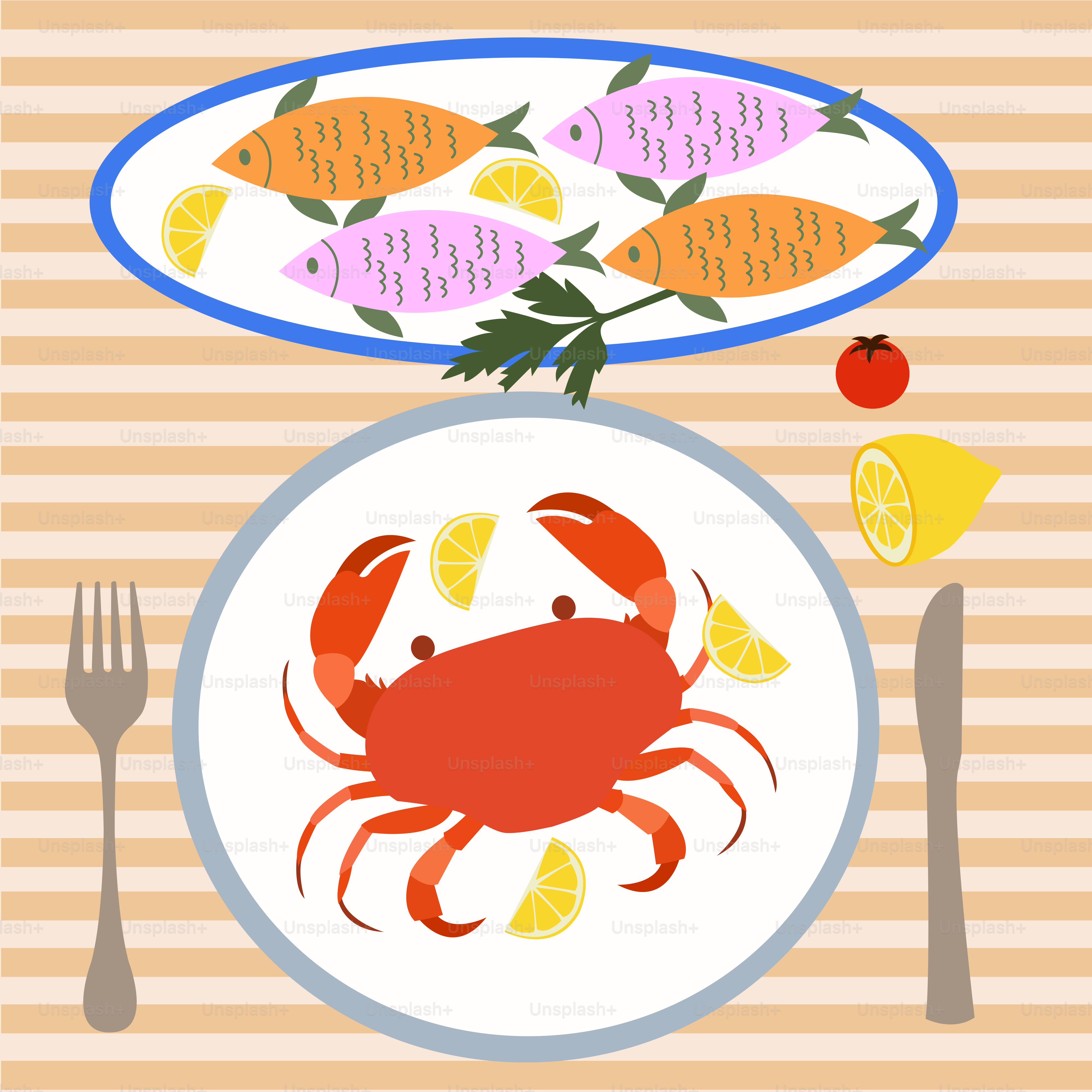 A plate of food with a crab on it