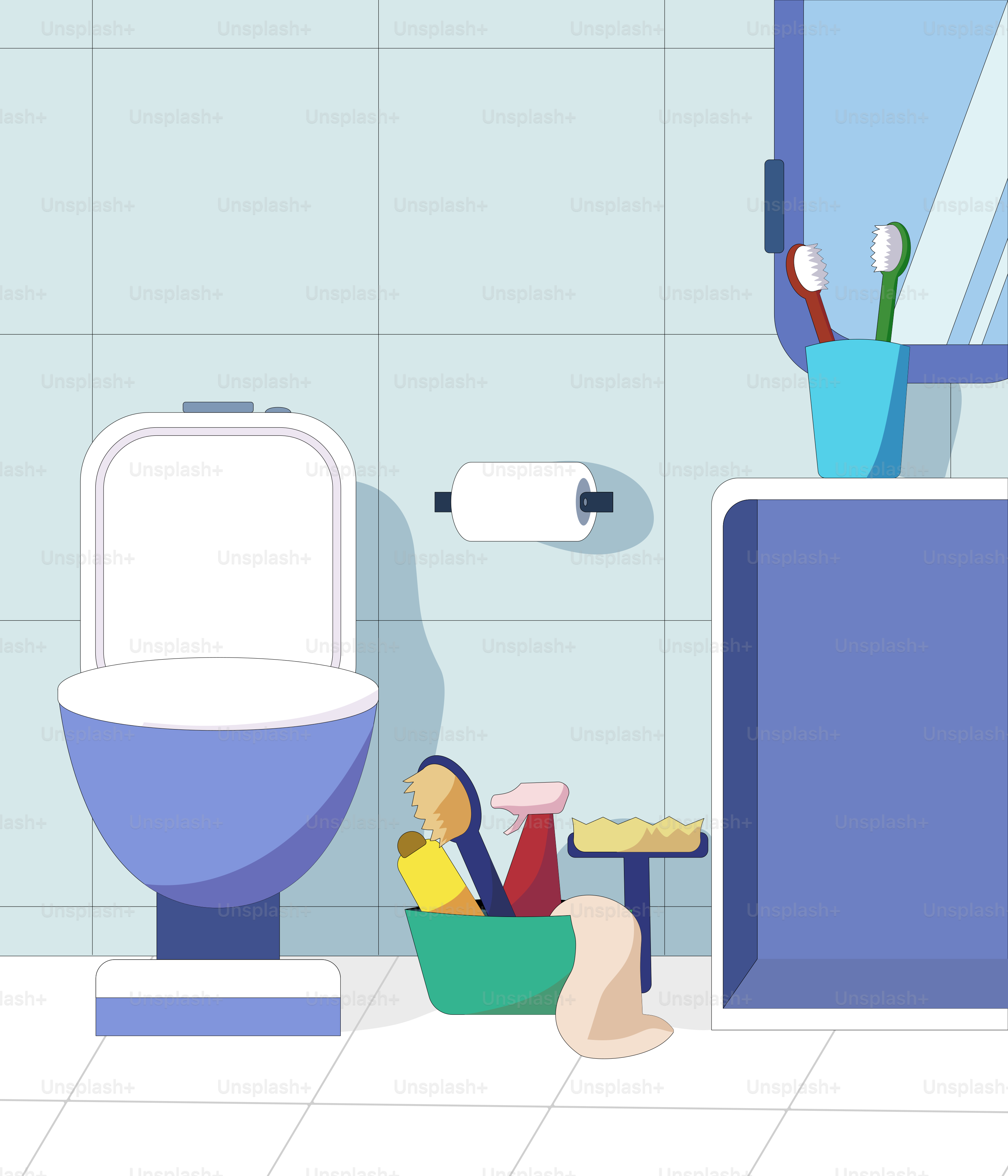 Une salle de bain avec toilettes, lavabo et miroir