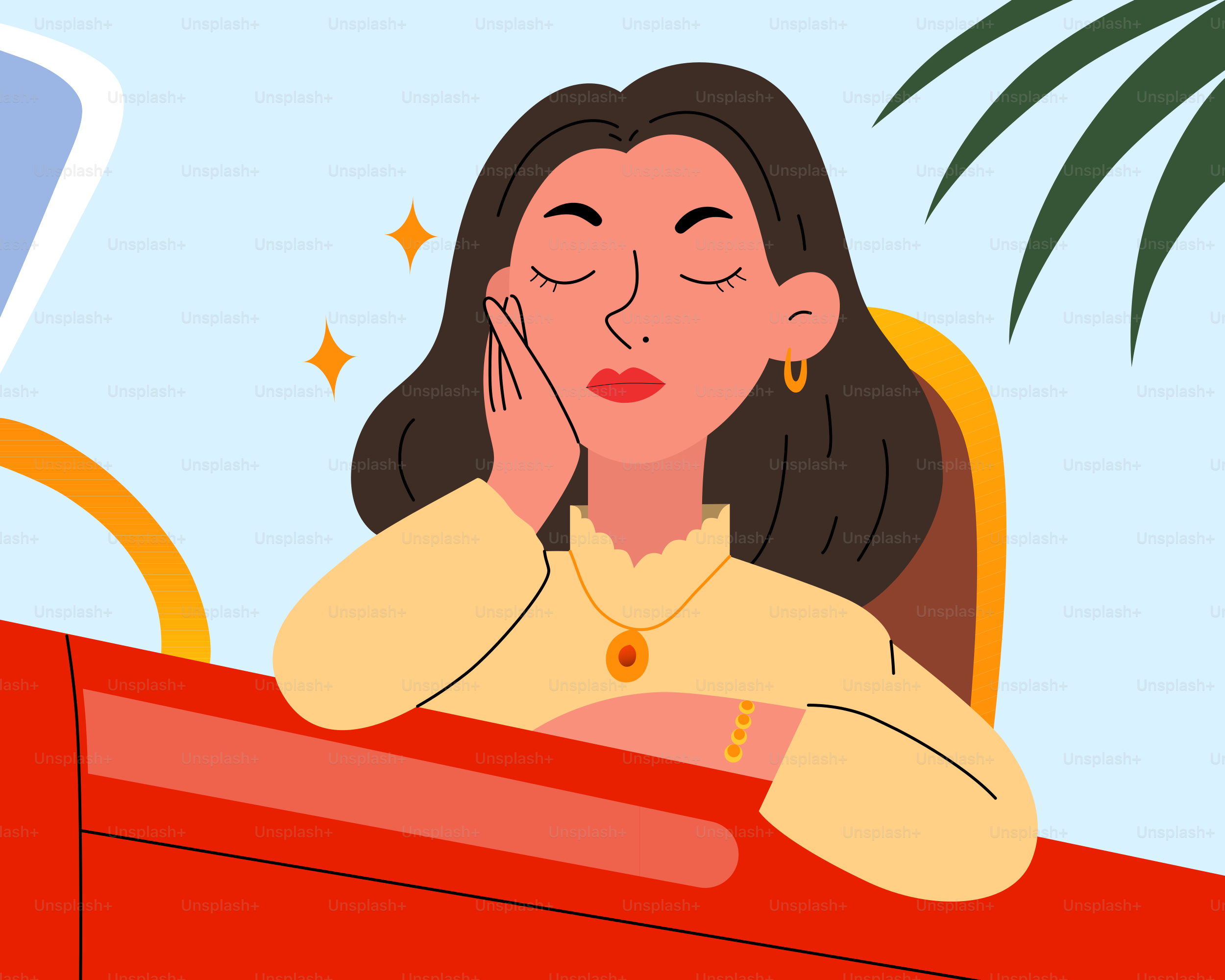 A woman sitting at a desk with her hand on her face