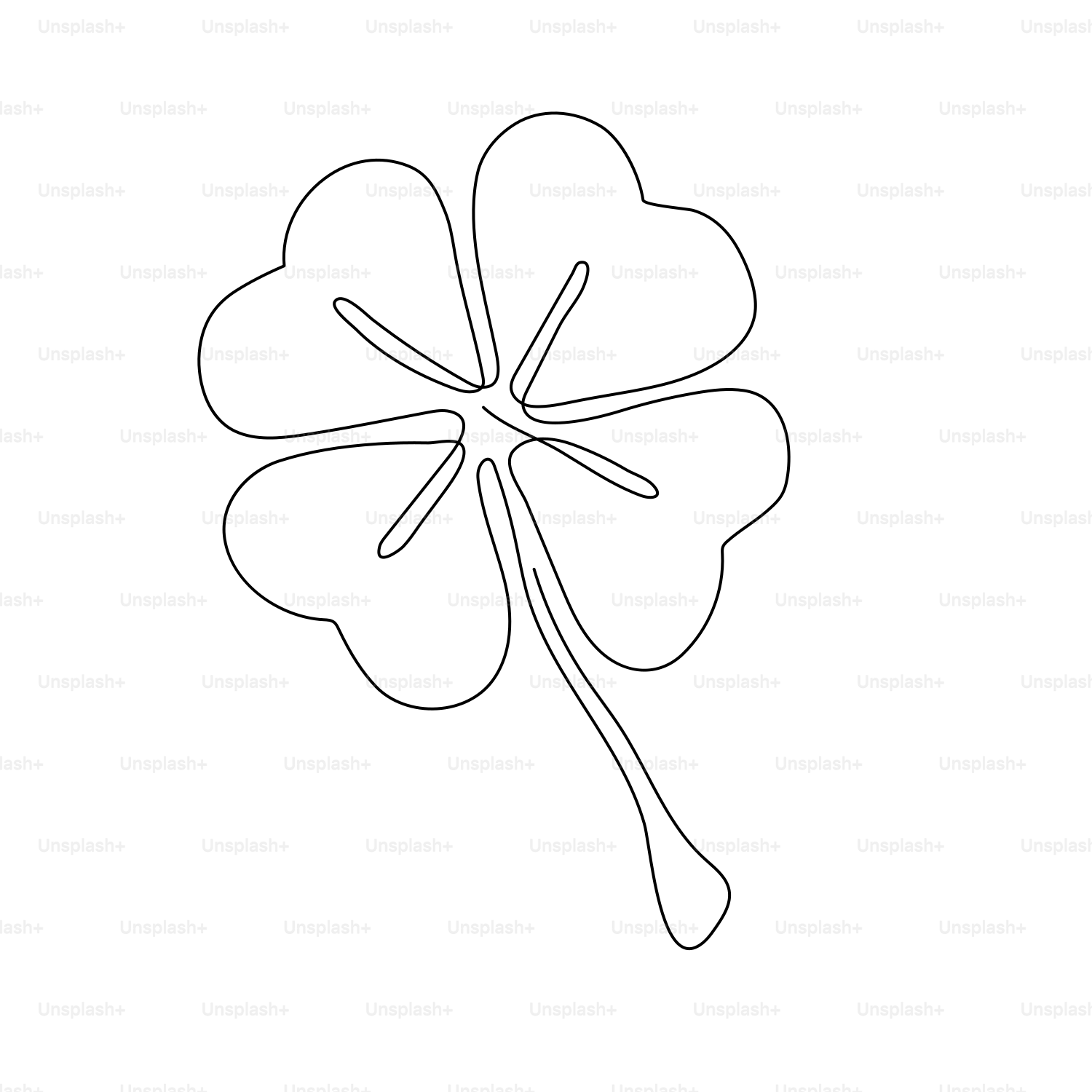 A four leaf clover is shown on a white background