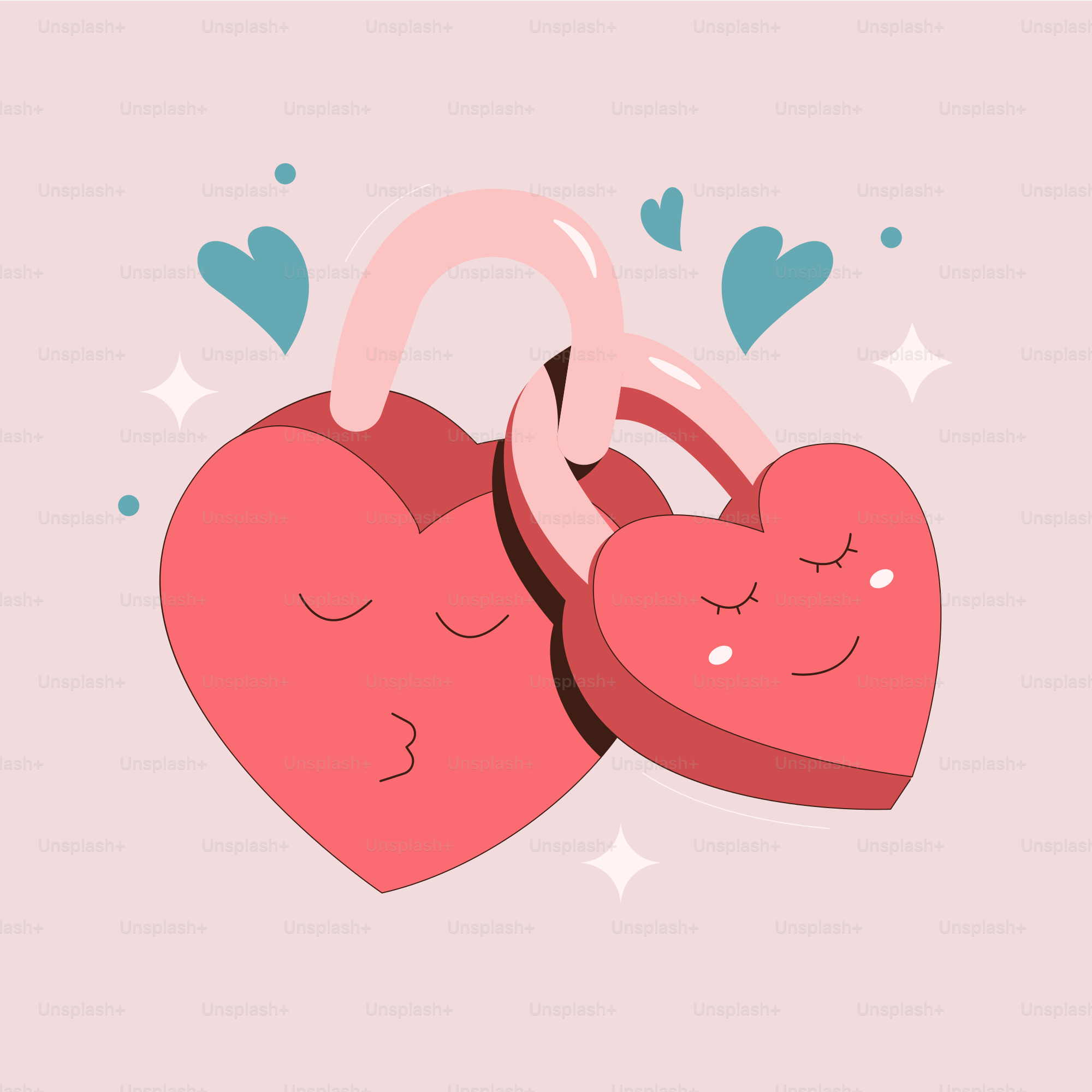 Alguns objetos em formato de coração sobre um fundo rosa