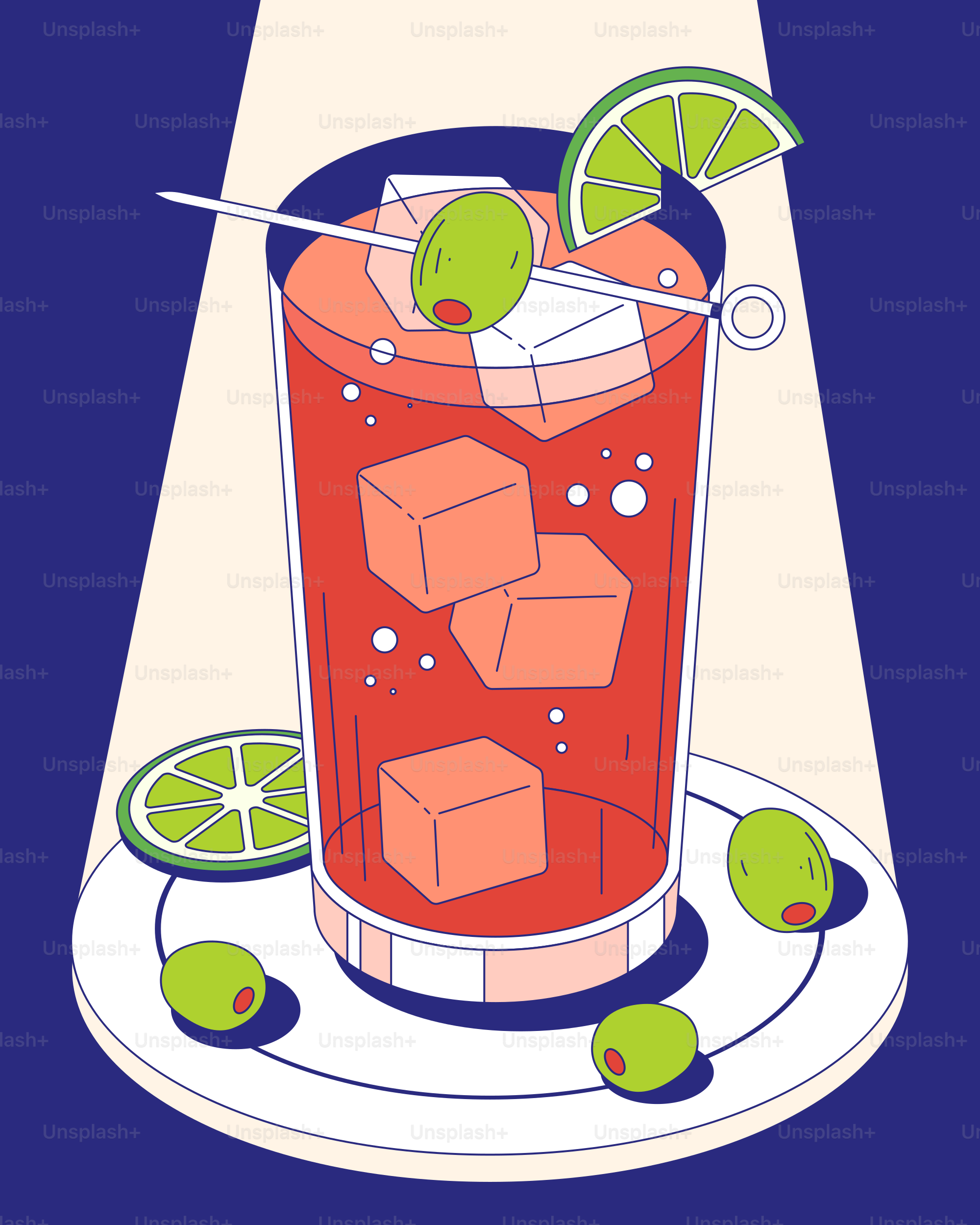 Una bebida roja con lima y una rodaja de lima