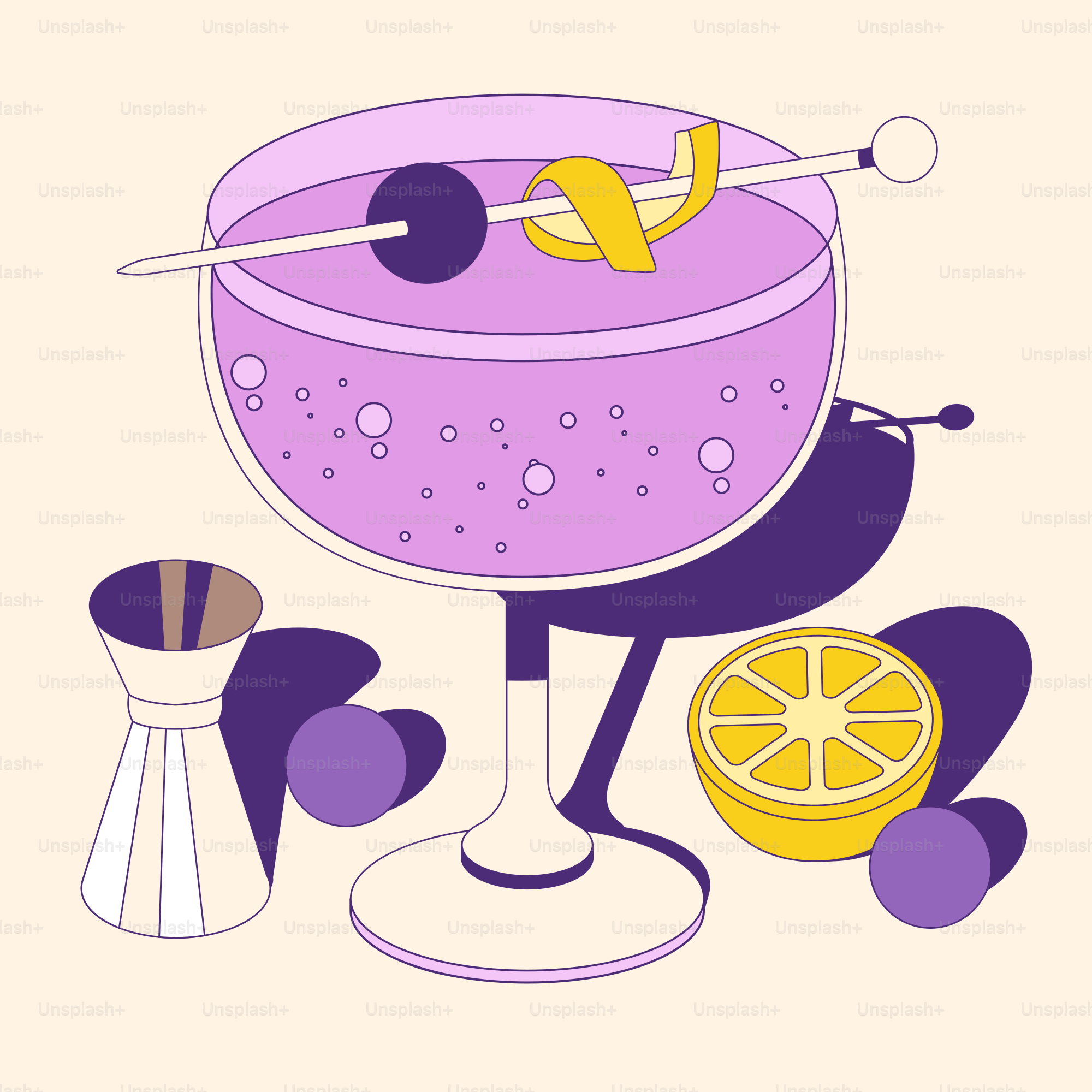 A picture of a purple drink with a spoon