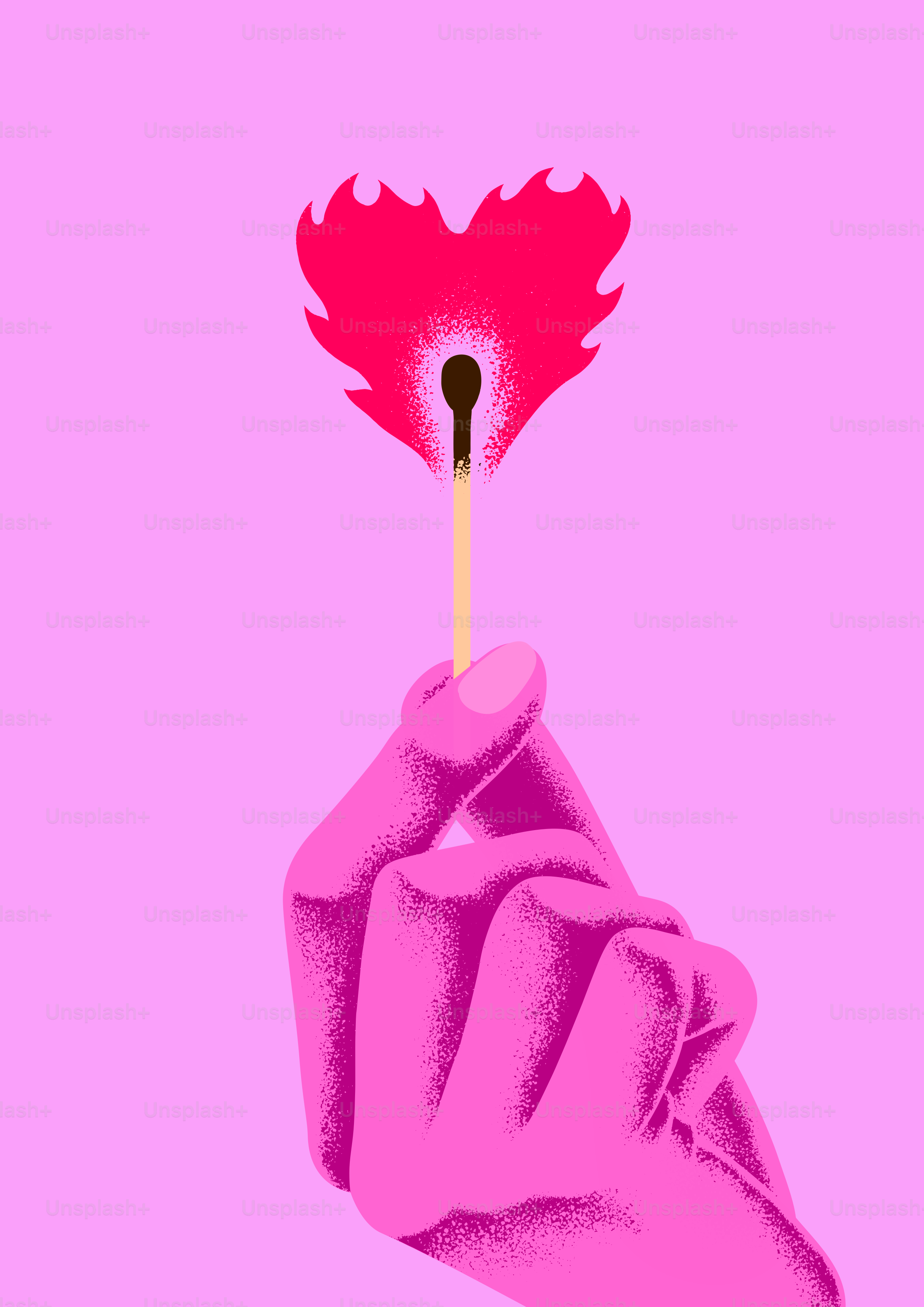 Una mano sosteniendo una cerilla con fondo rosa