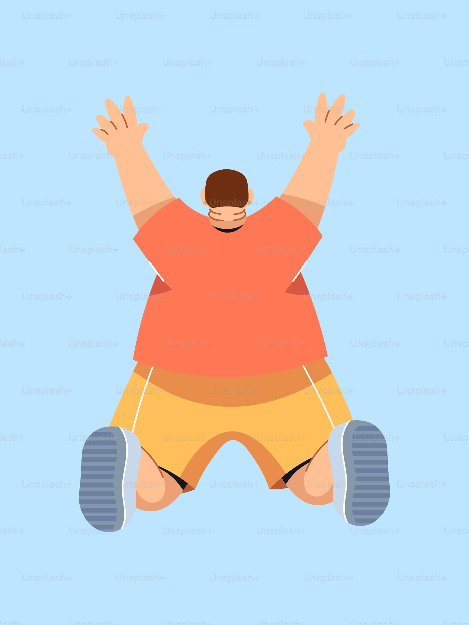 A man jumping in the air with his hands in the air