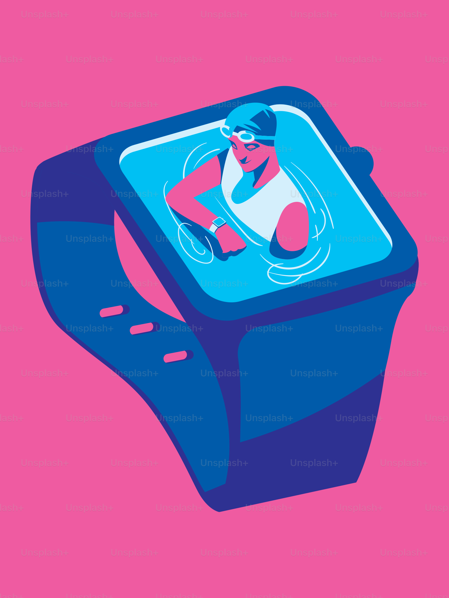 Eine Illustration einer Uhr mit einer Person darauf