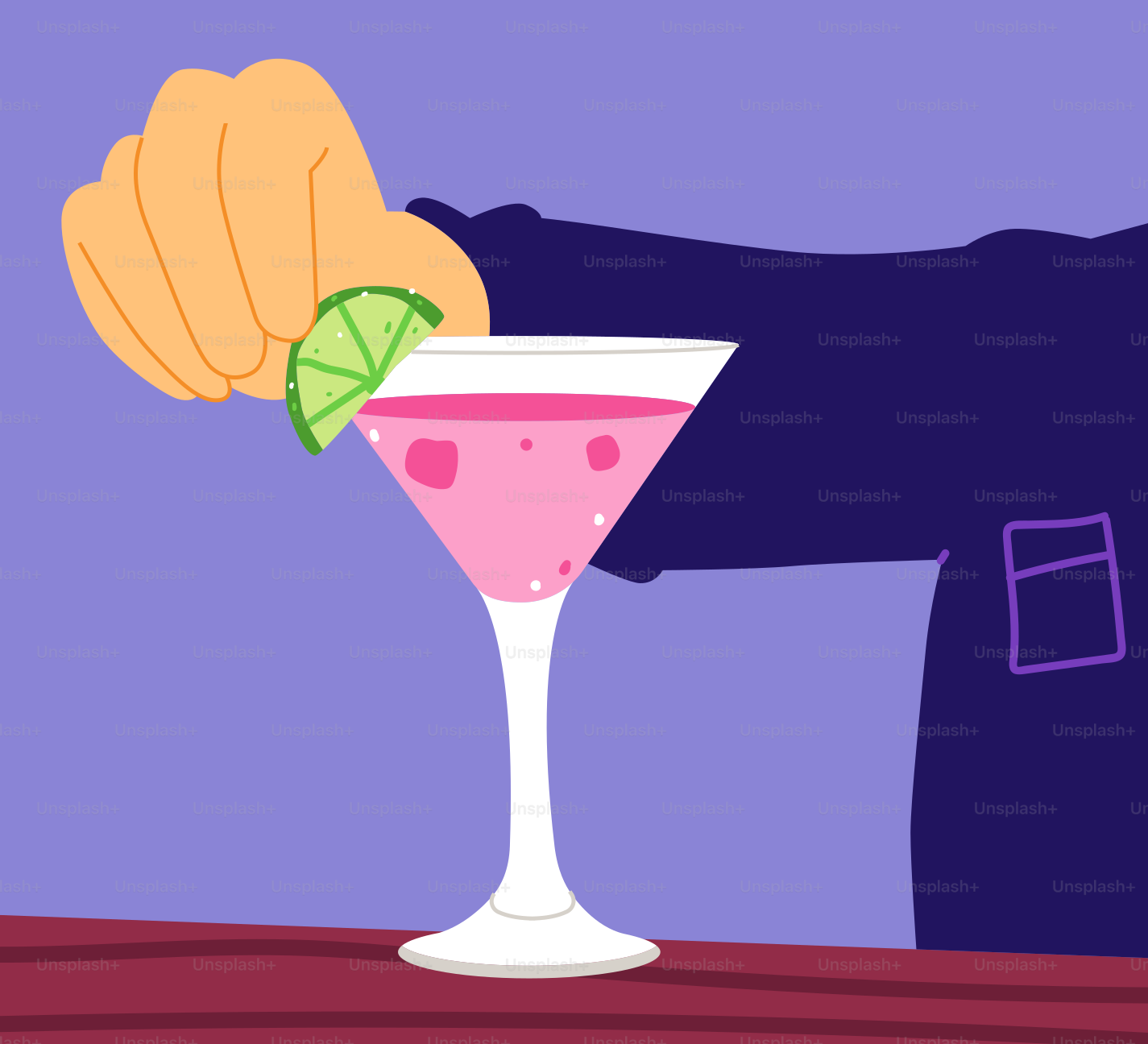 A man in a suit holding a cocktail glass