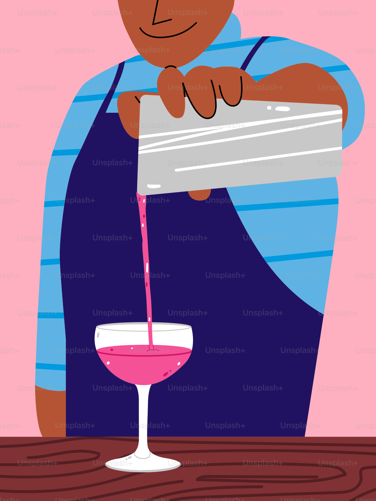 Un hombre vertiendo una bebida en un vaso