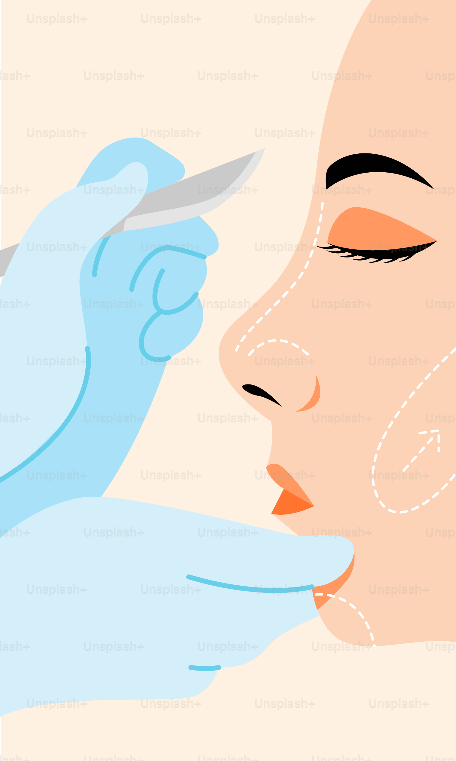 A woman getting her nose examined by a doctor