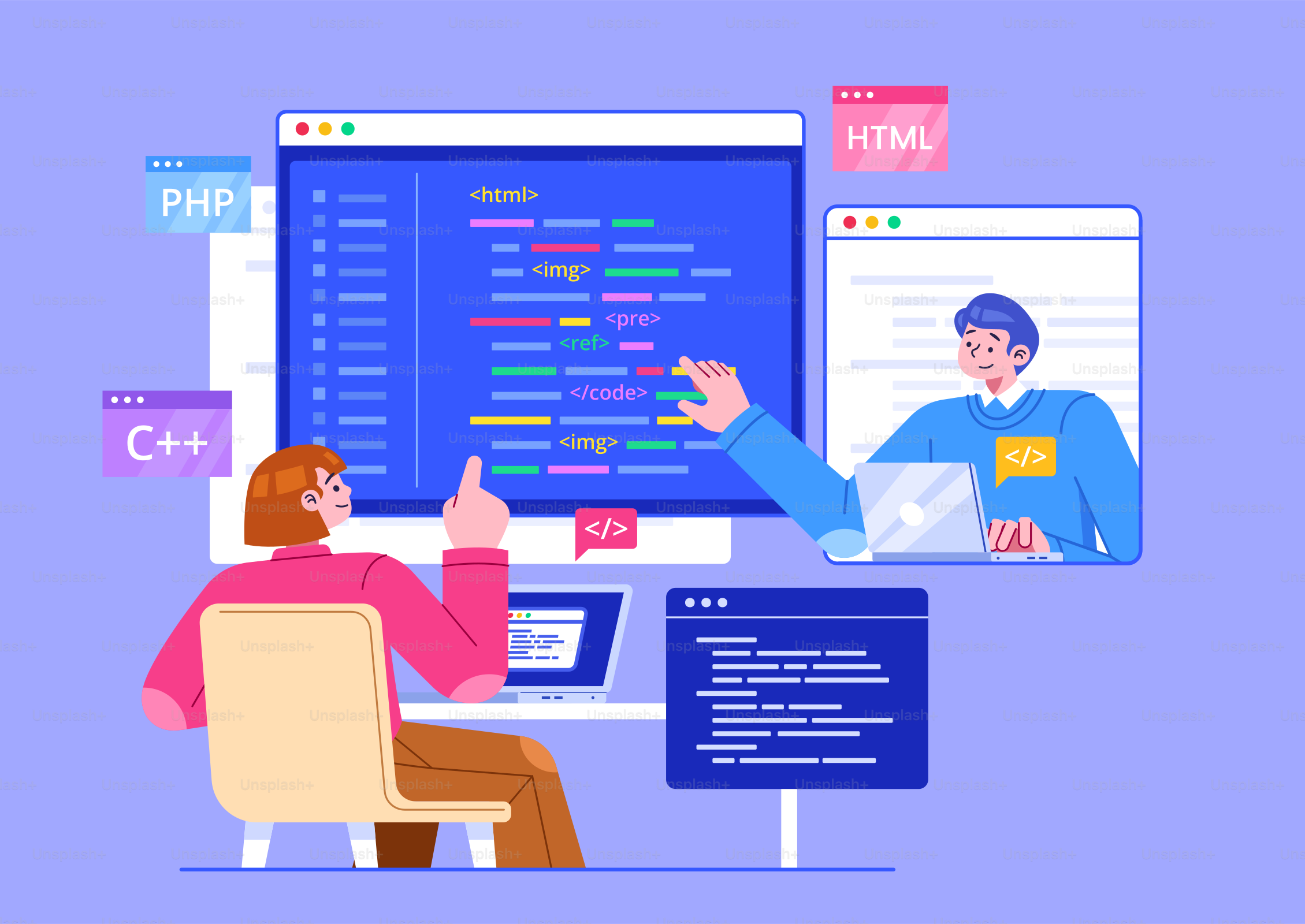 Una persona seduta a una scrivania davanti a un computer