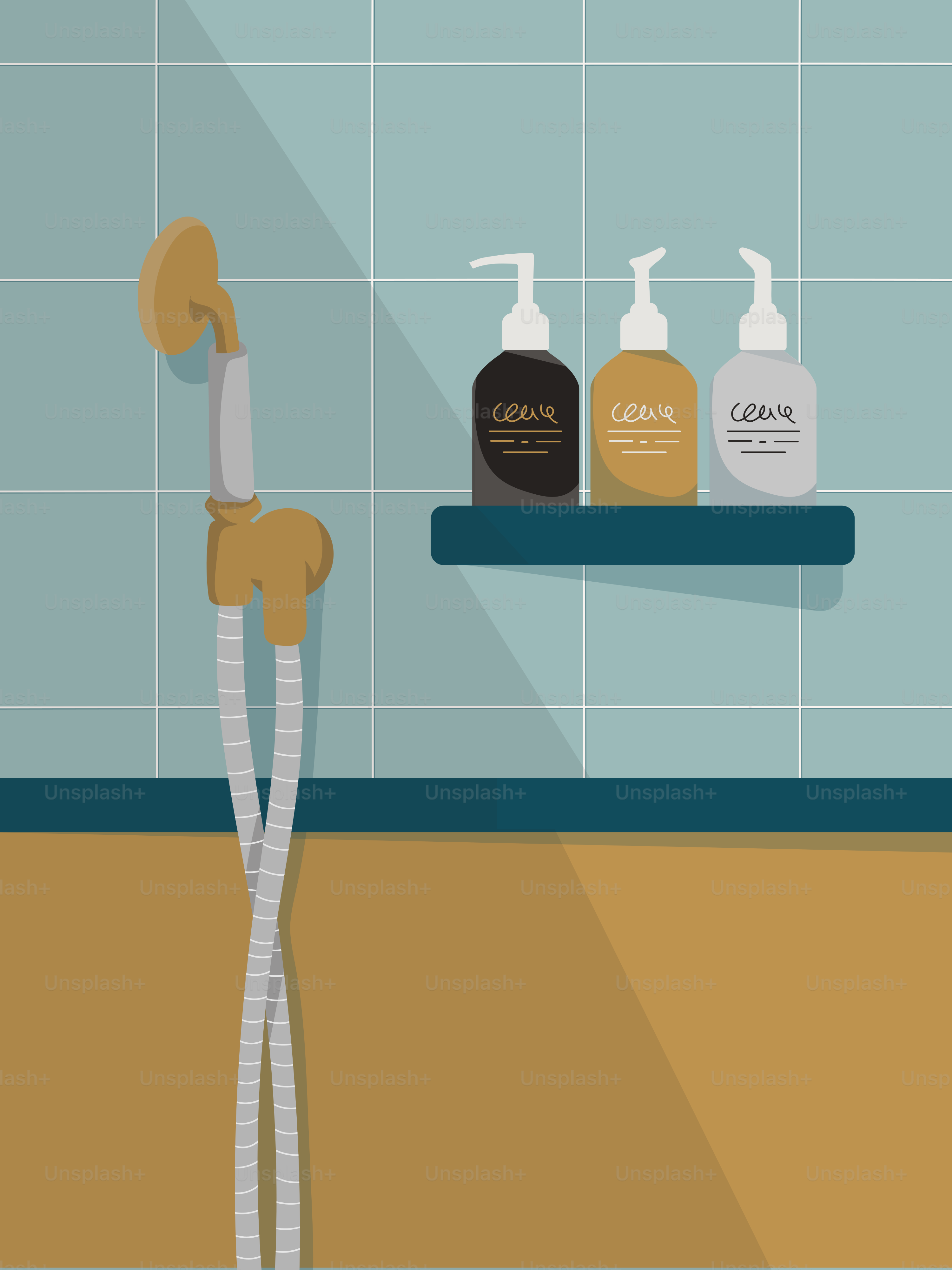 A bathroom scene with focus on the shower head