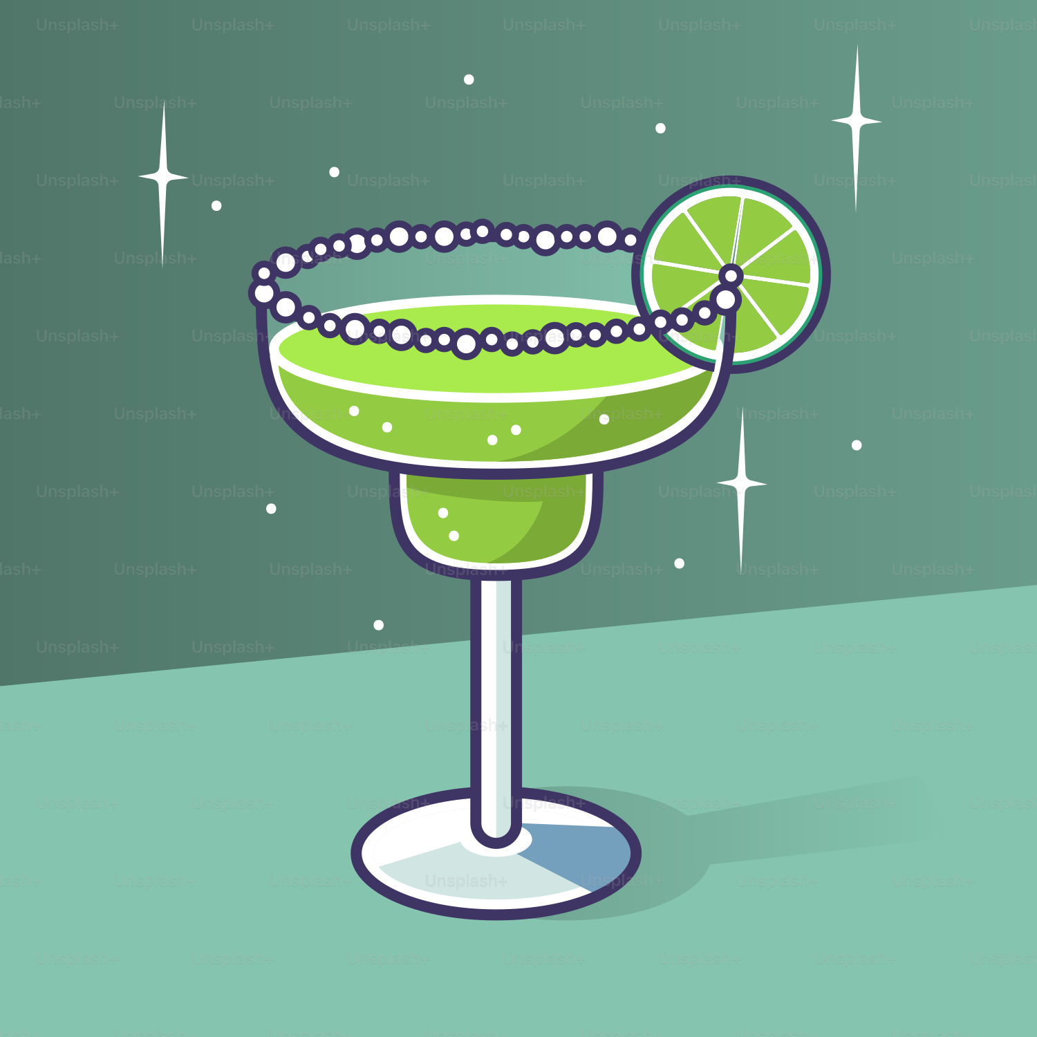 Eine grüne Margarita, die auf einem Tisch steht