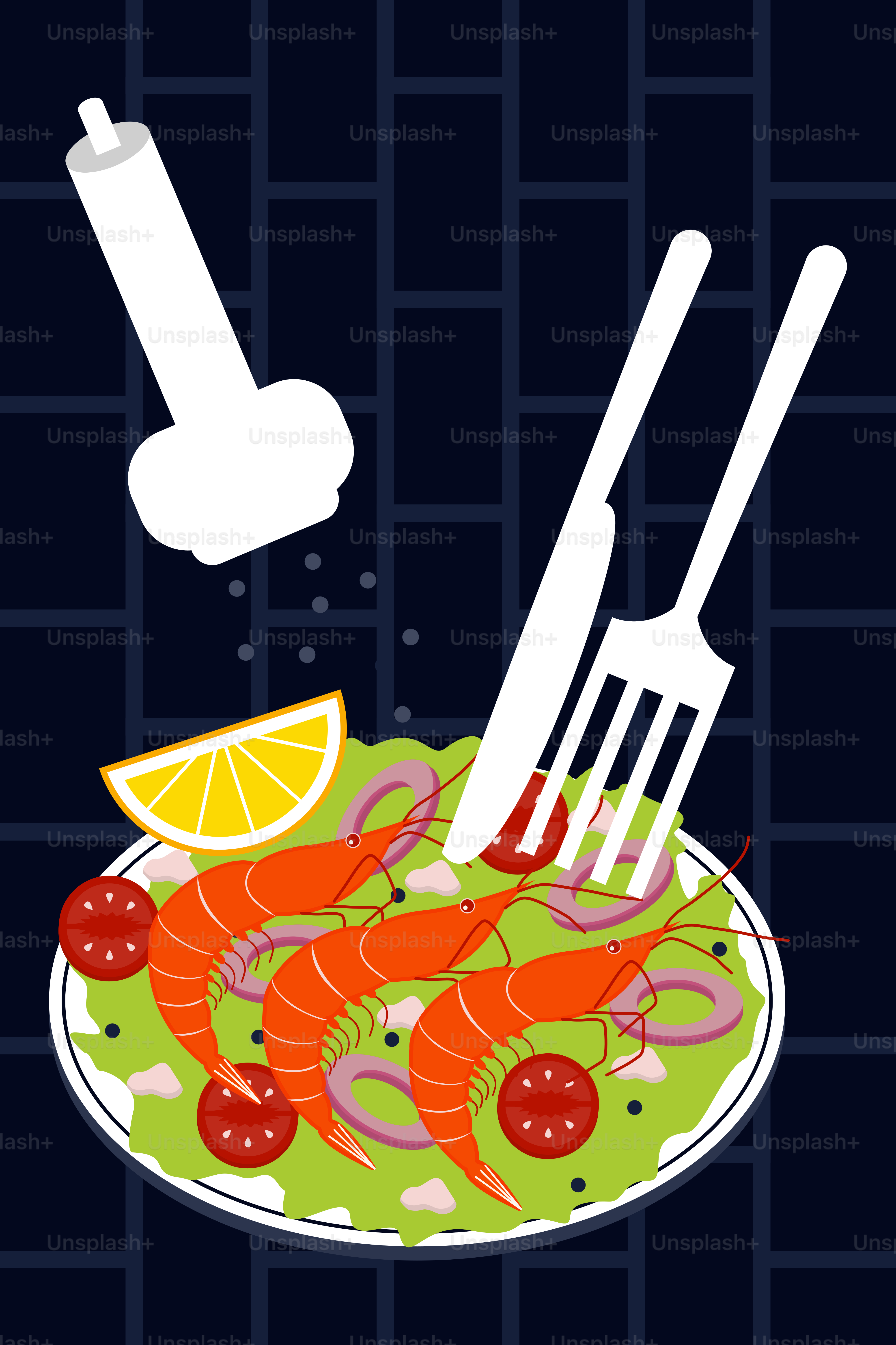 フォークとナイフを持った料理の皿