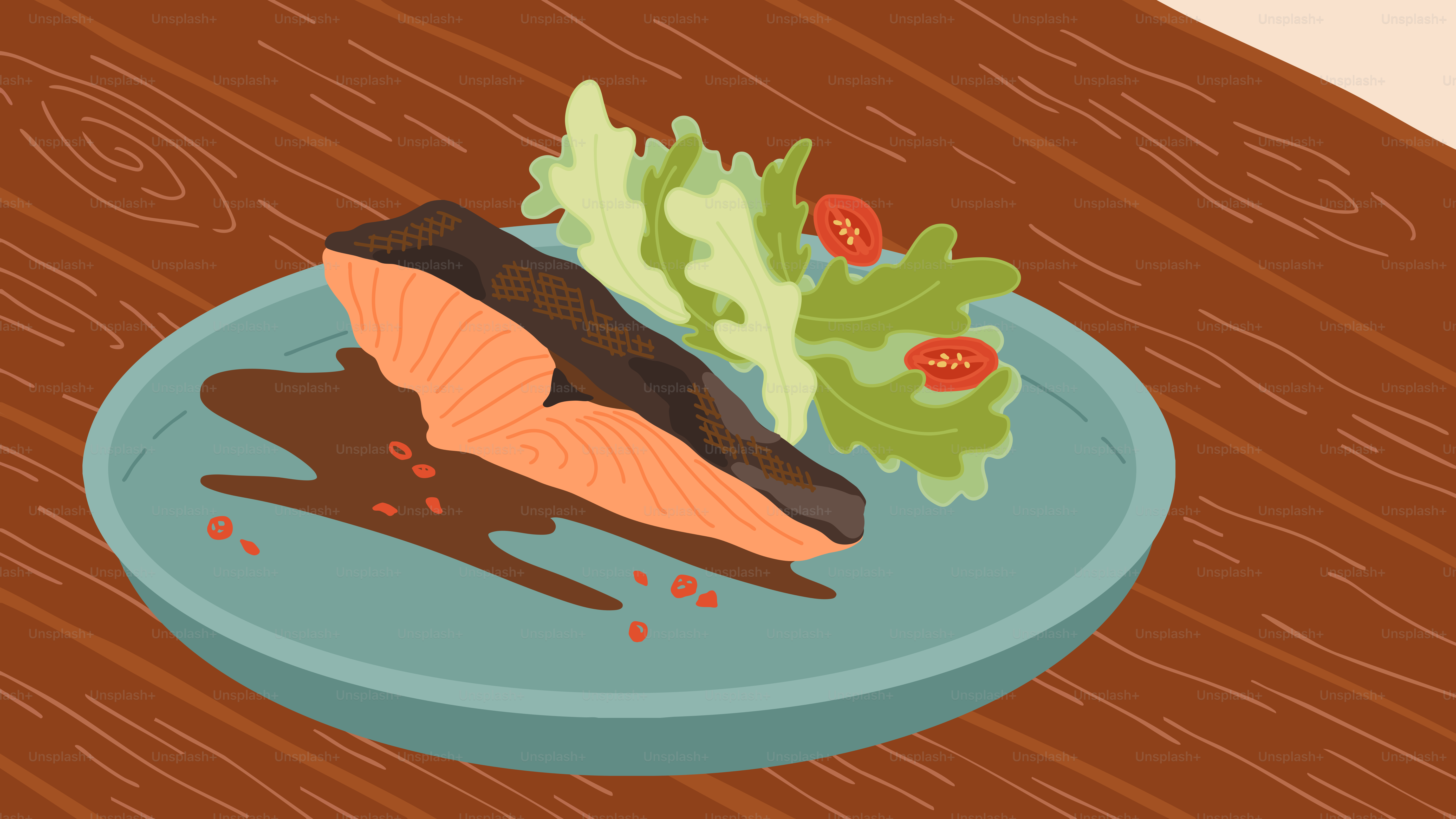 Un plato de comida sobre una mesa de madera