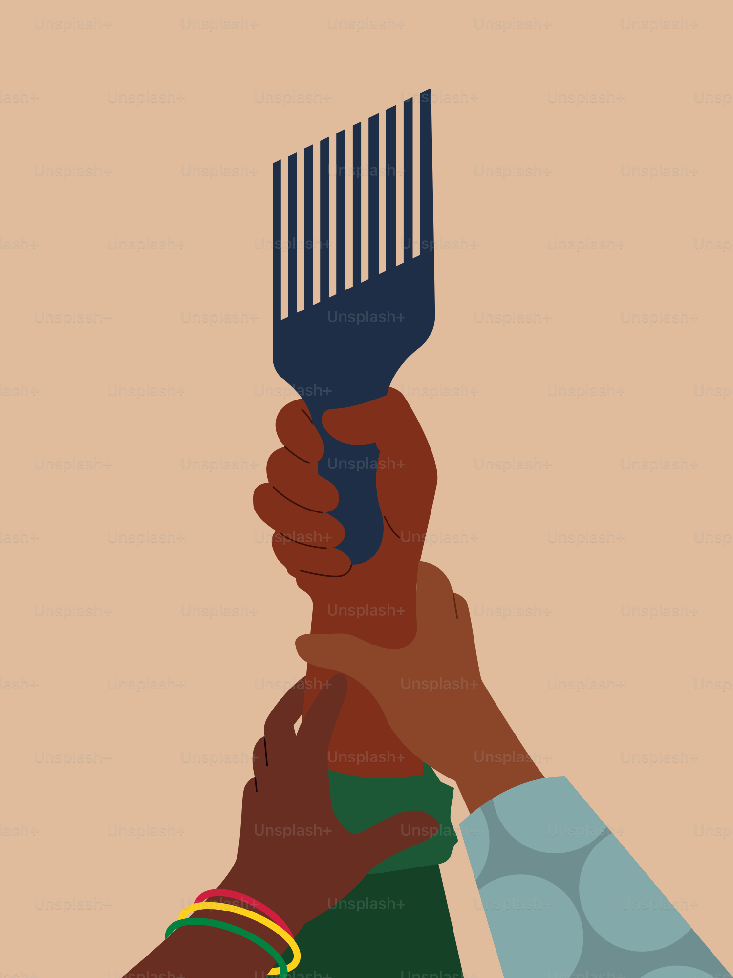 A couple of hands holding a comb over each other