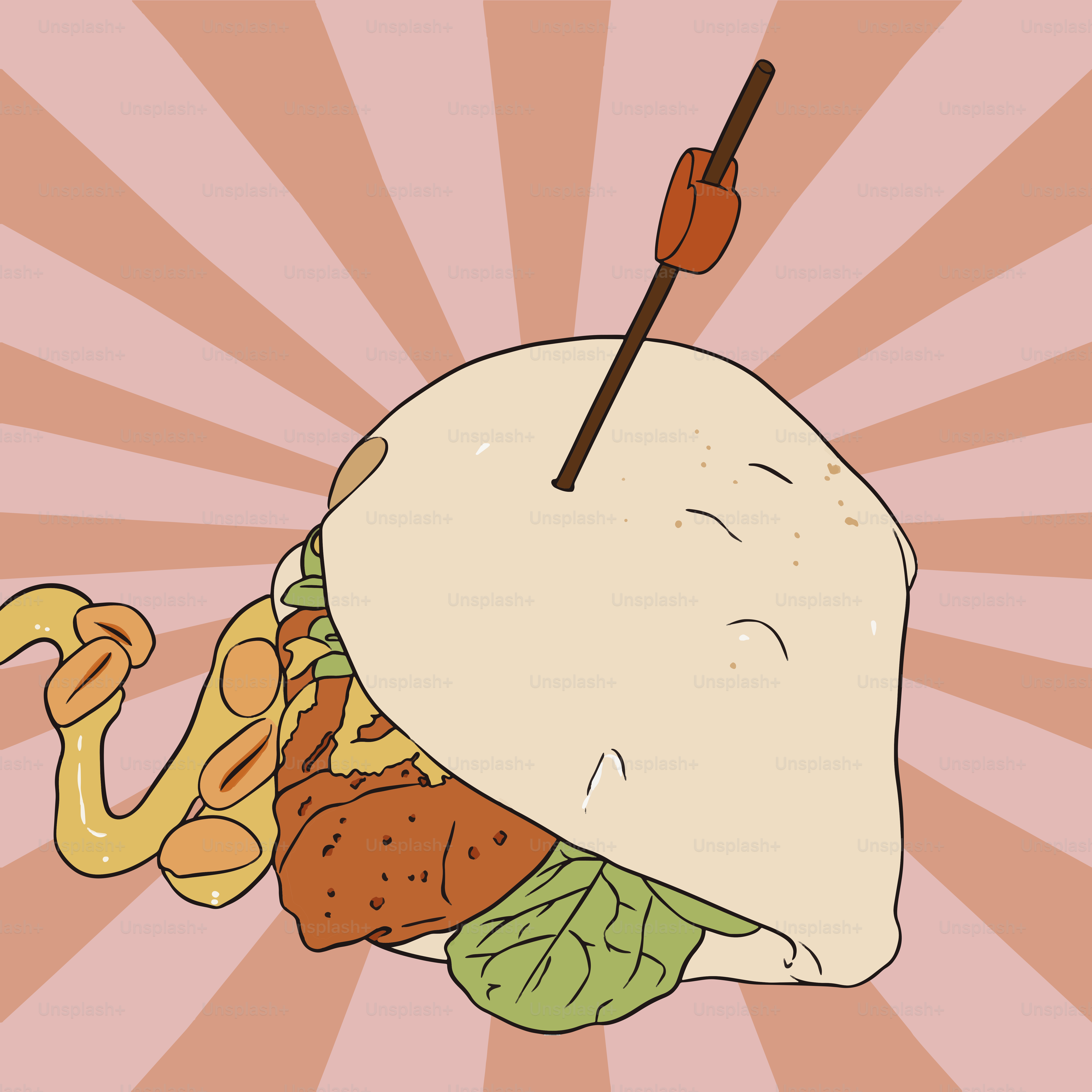 Un dessin d’un taco avec une fourchette qui en dépasse