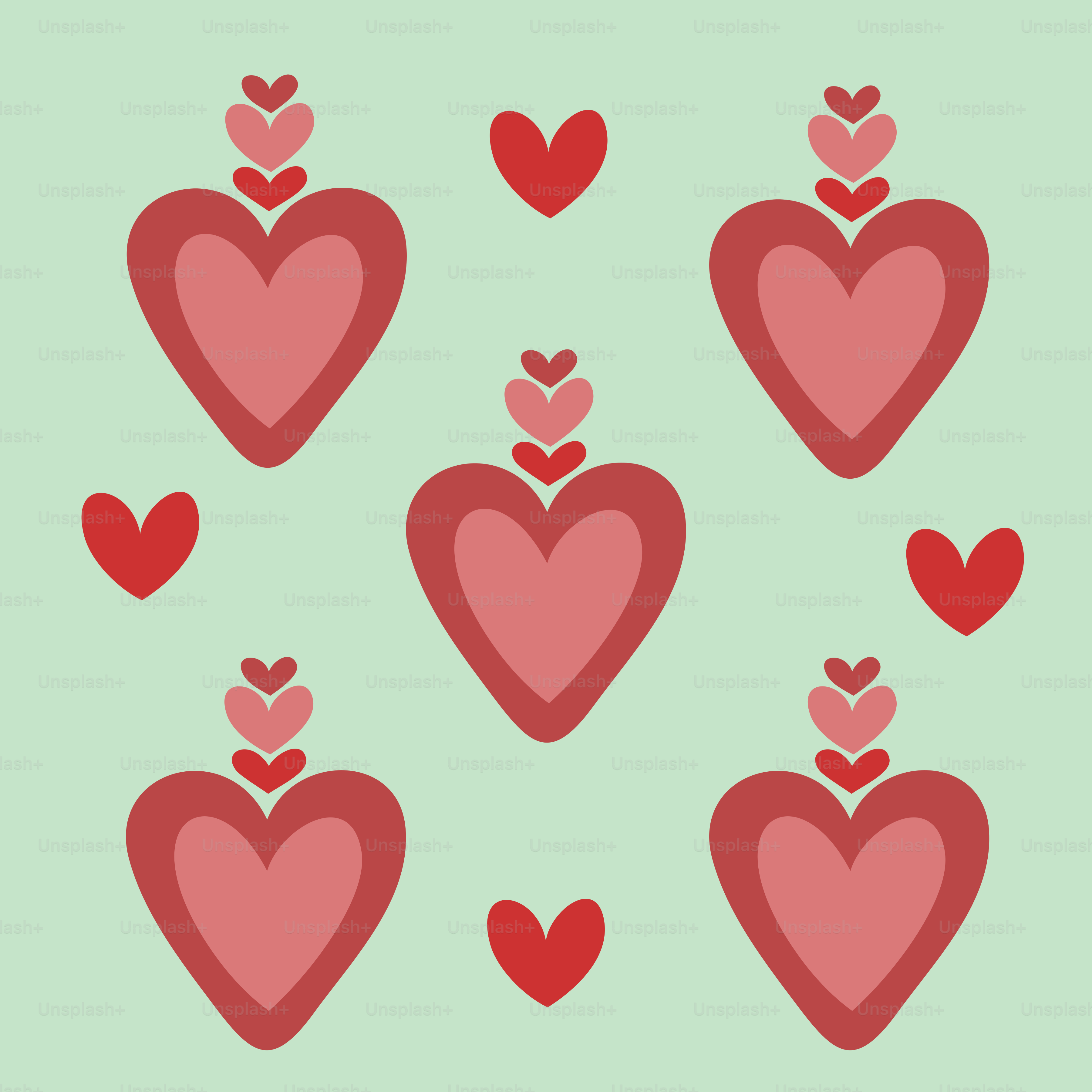 Un montón de corazones sobre fondo verde