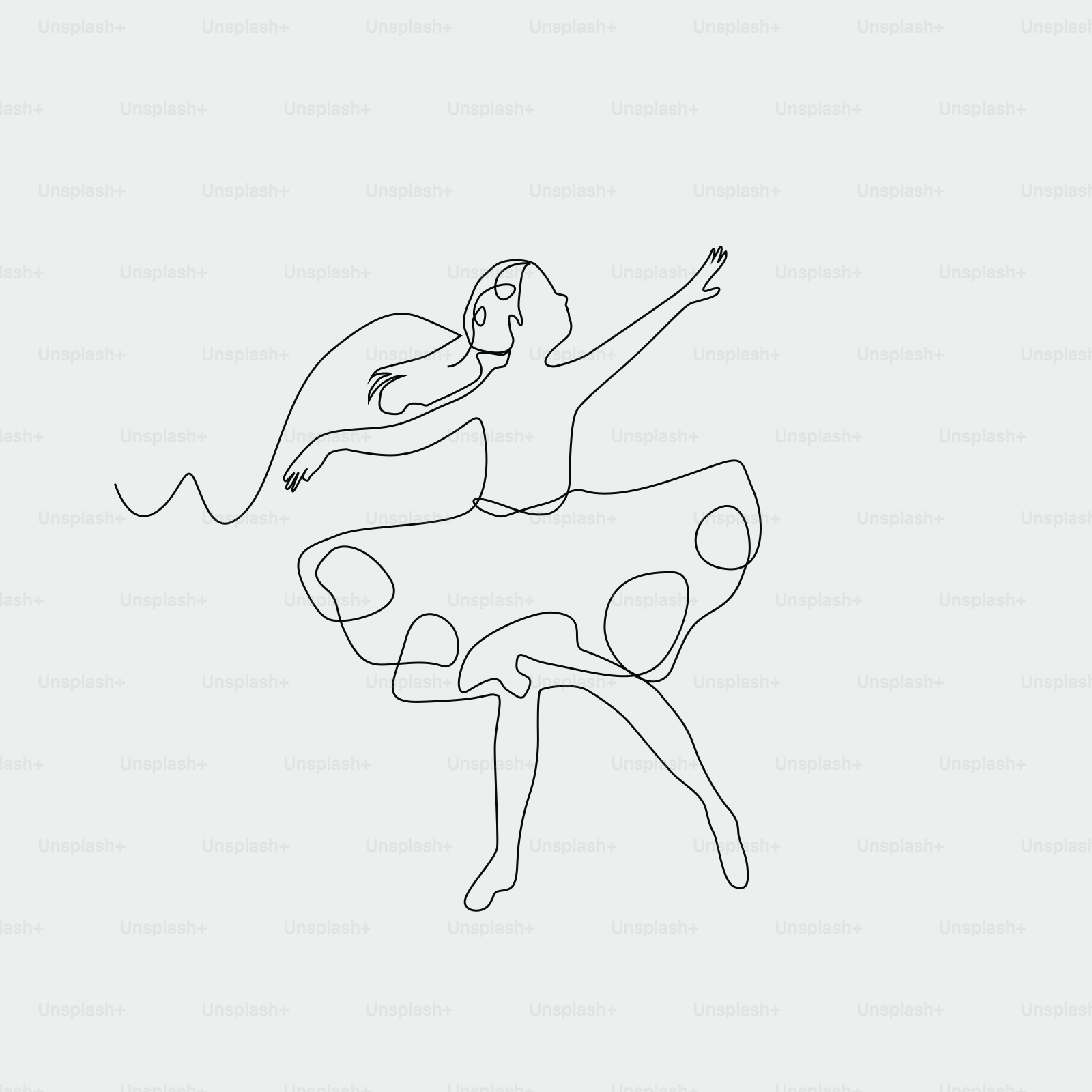 A drawing of a ballerina on a white background