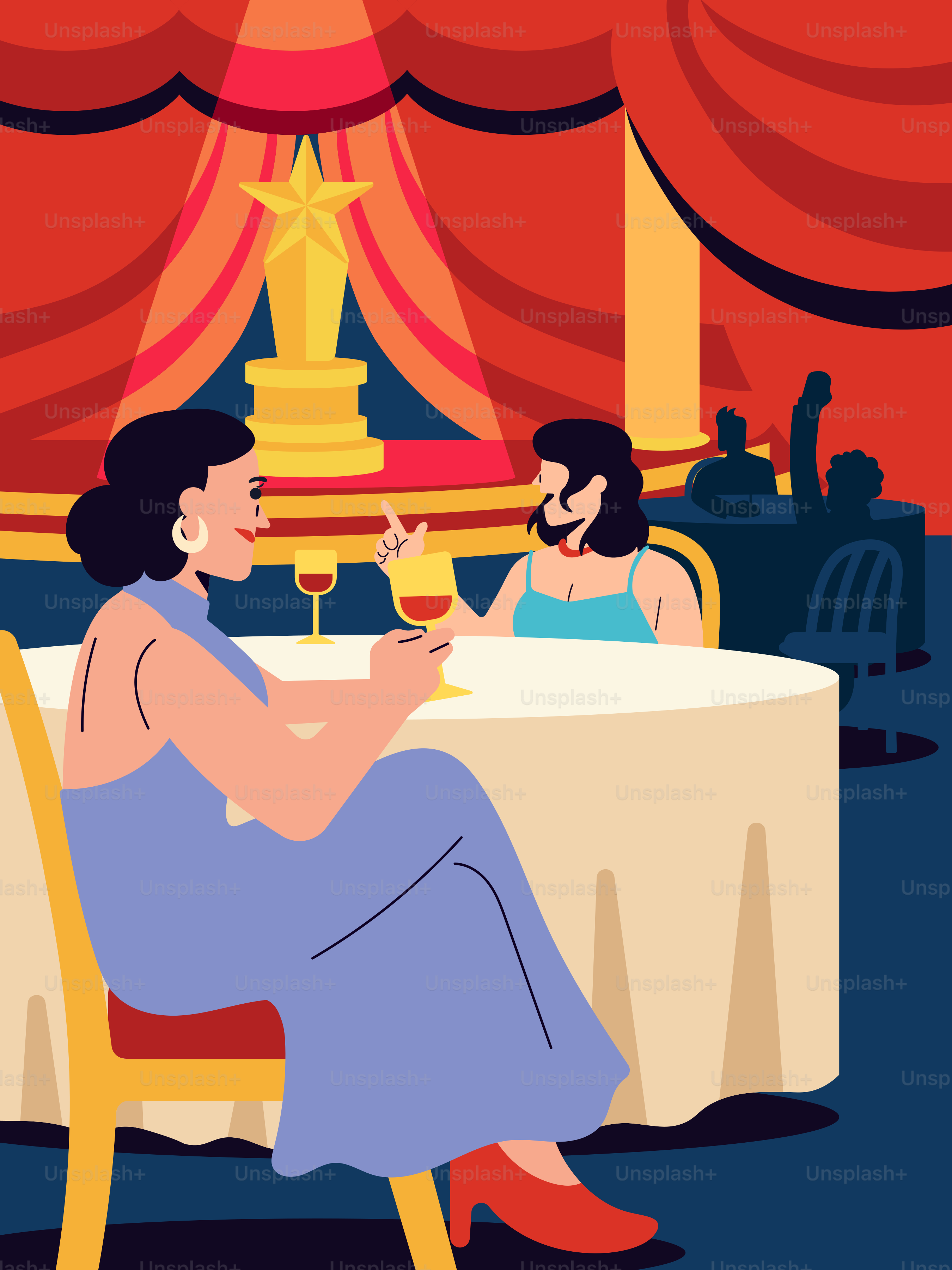 A woman sitting at a table with a glass of wine