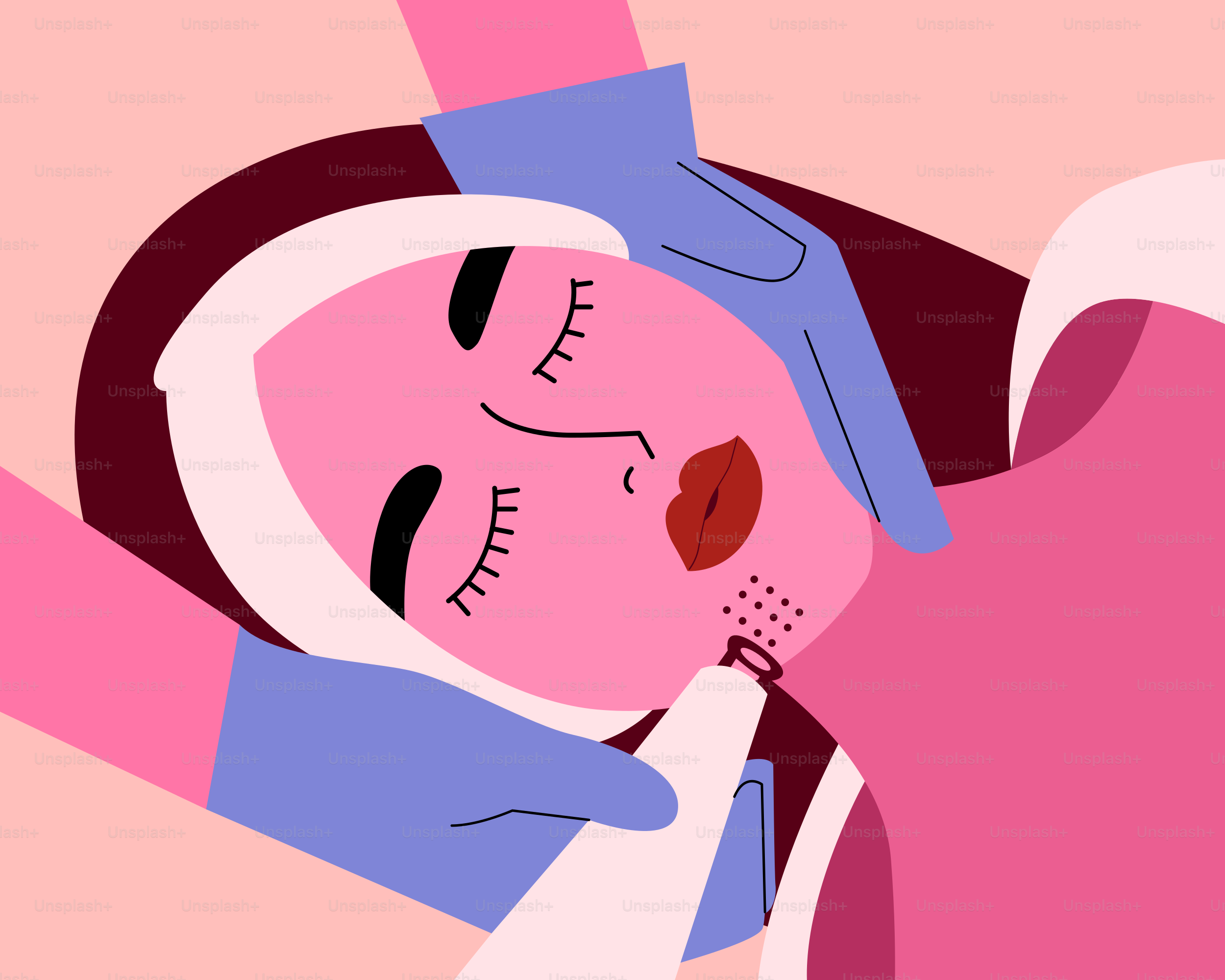 A woman laying down with her head on a pillow