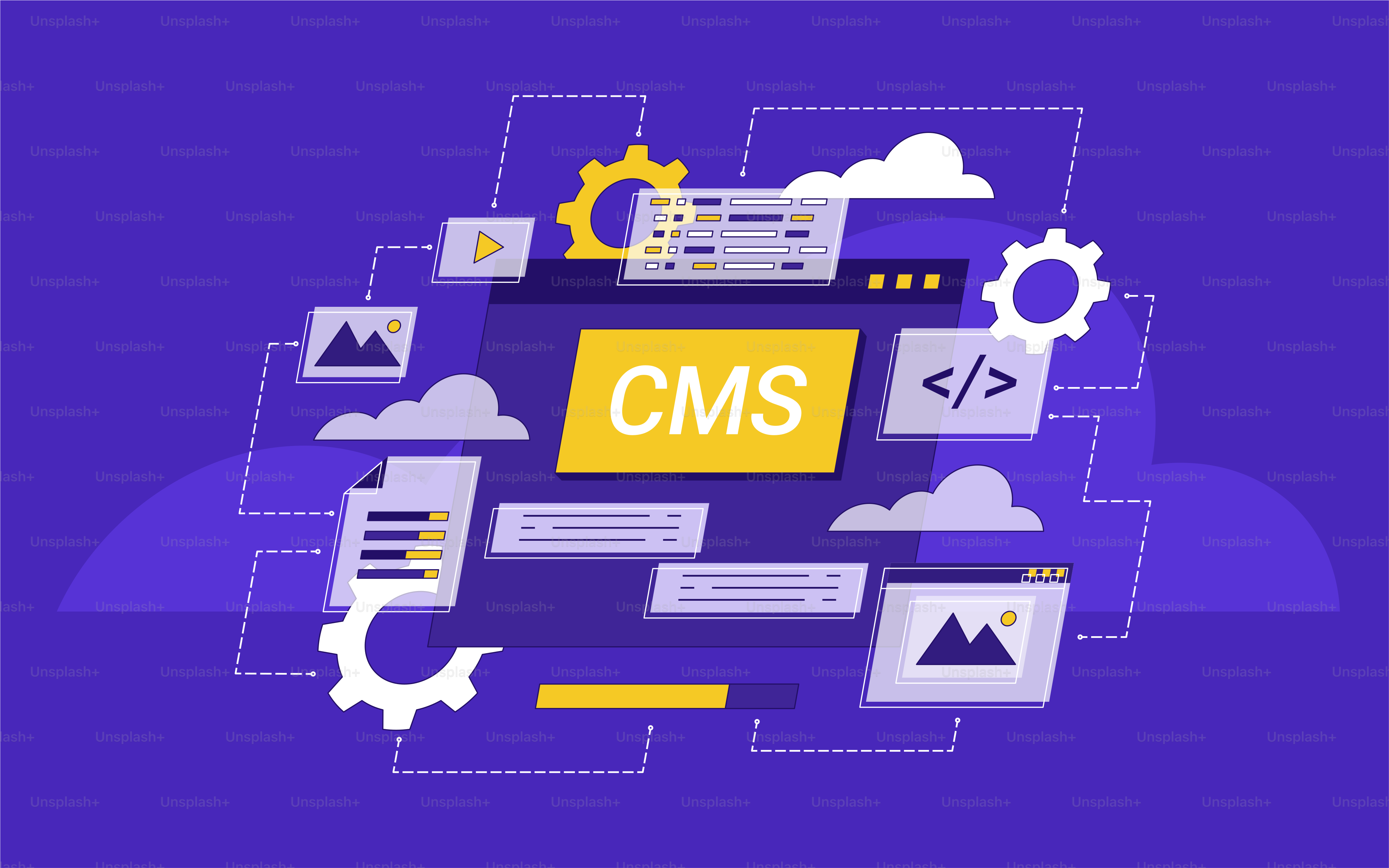 Ein lila Hintergrund mit den Worten cms darauf