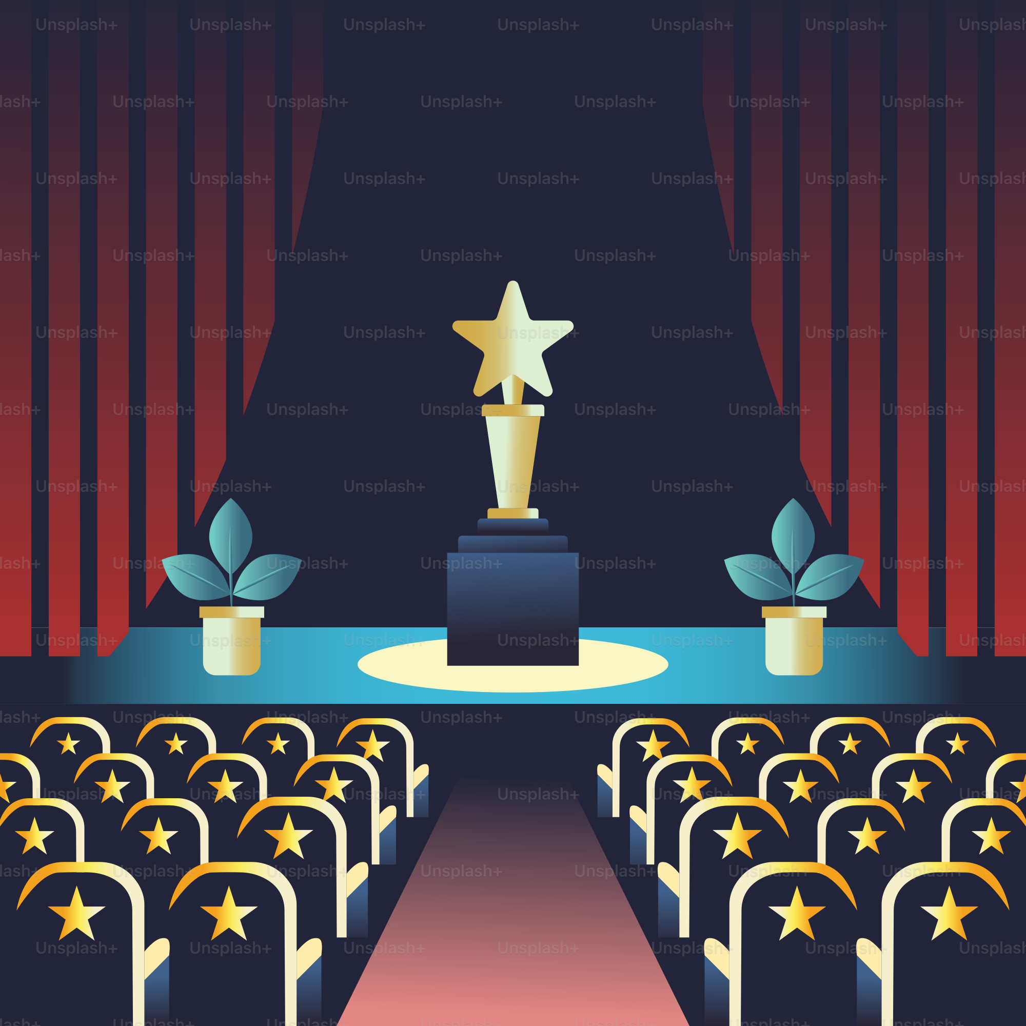 Un podio con una estrella delante de un escenario