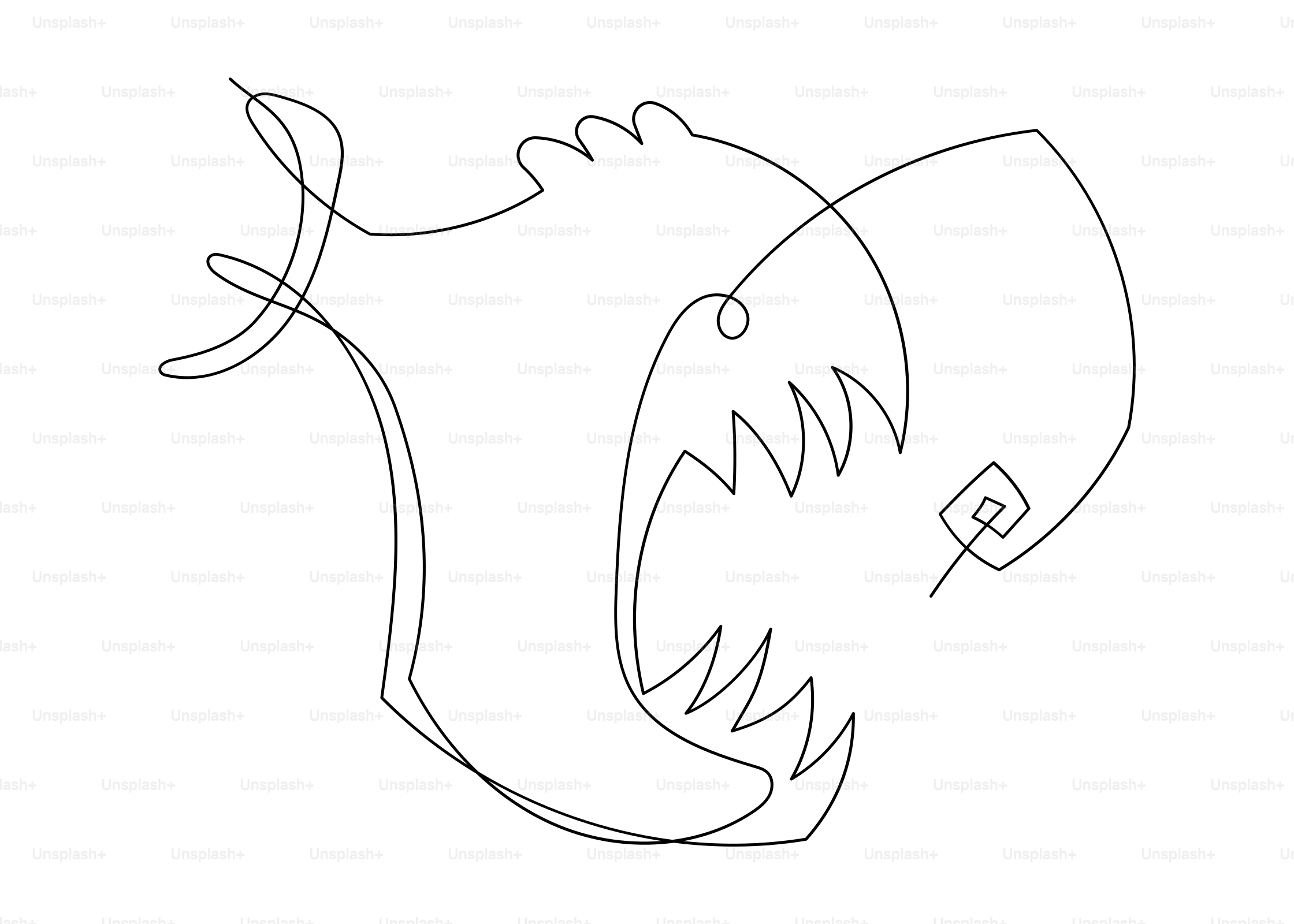 A drawing of a fish on a white background