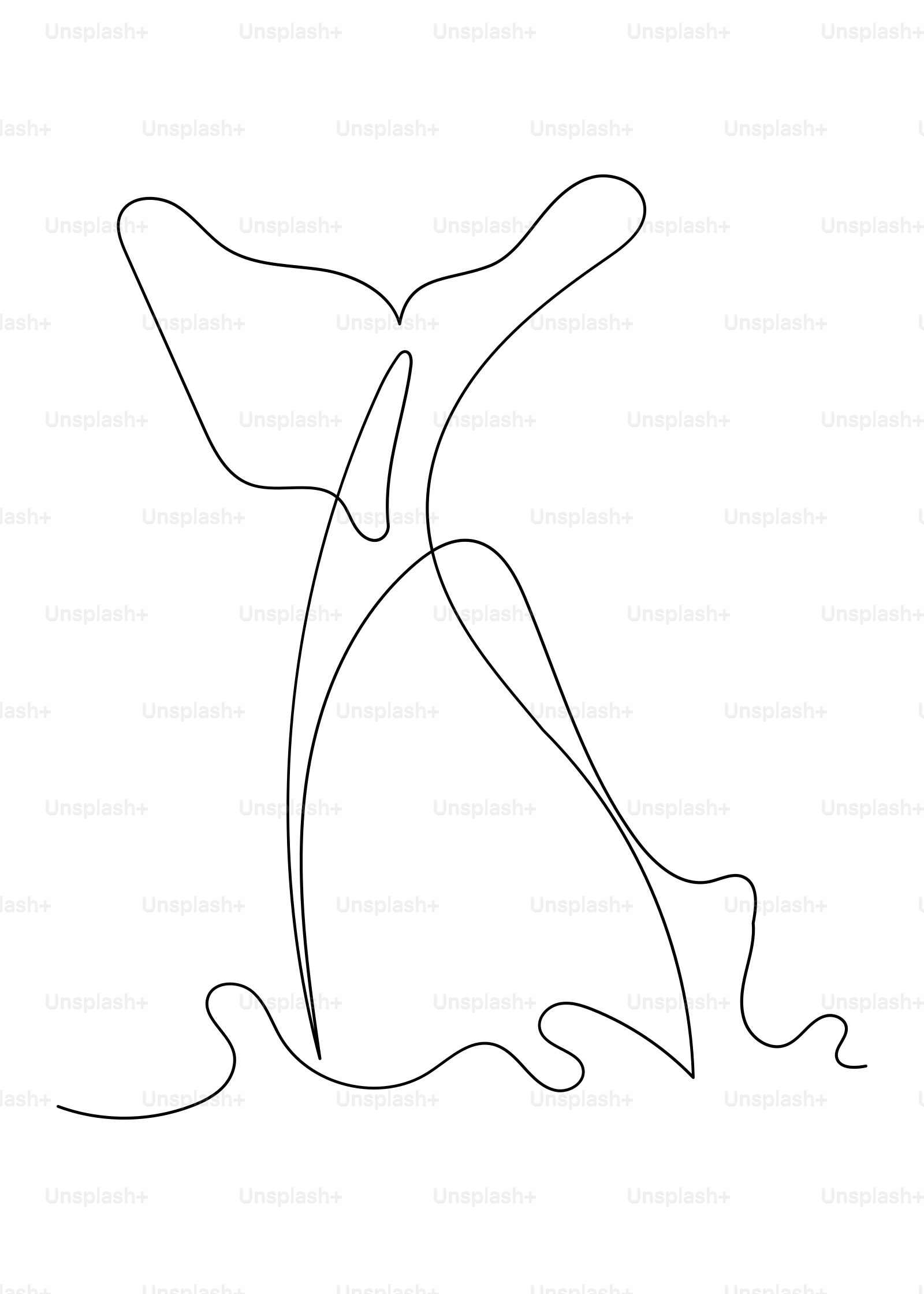 Um desenho de um golfinho pulando para fora da água