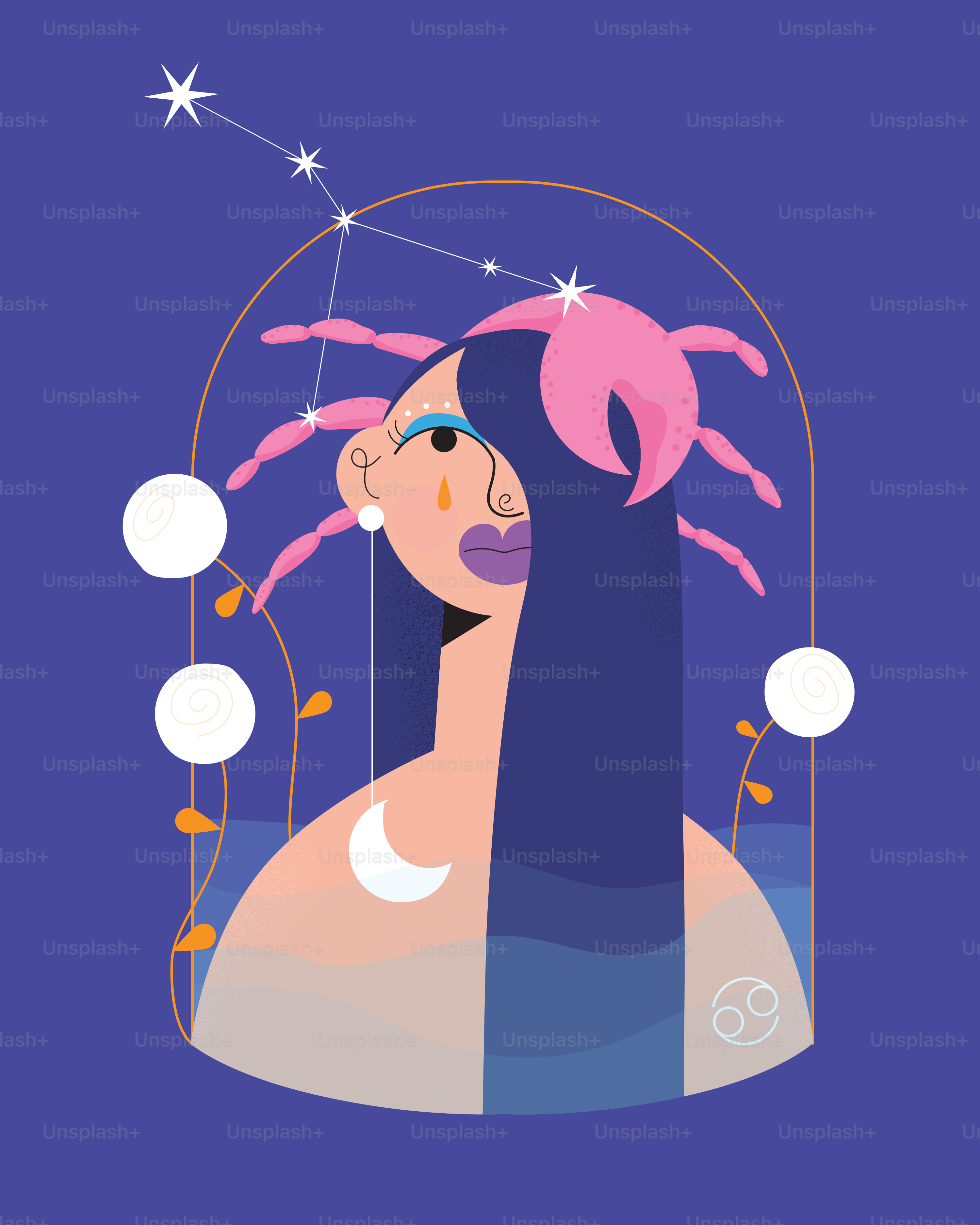 A woman with long hair and a pink bow on her head