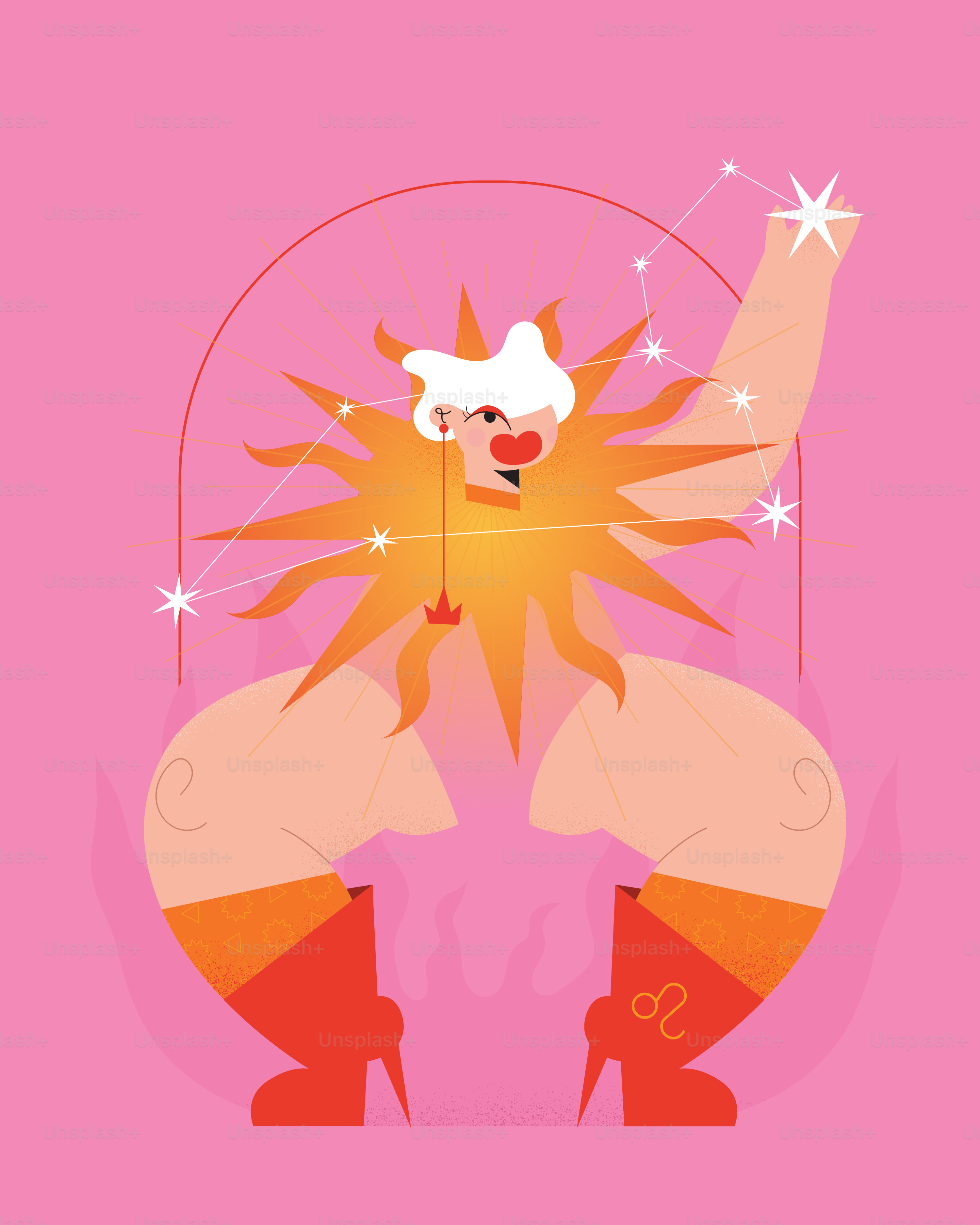 Une affiche d’une femme avec un soleil sur la tête