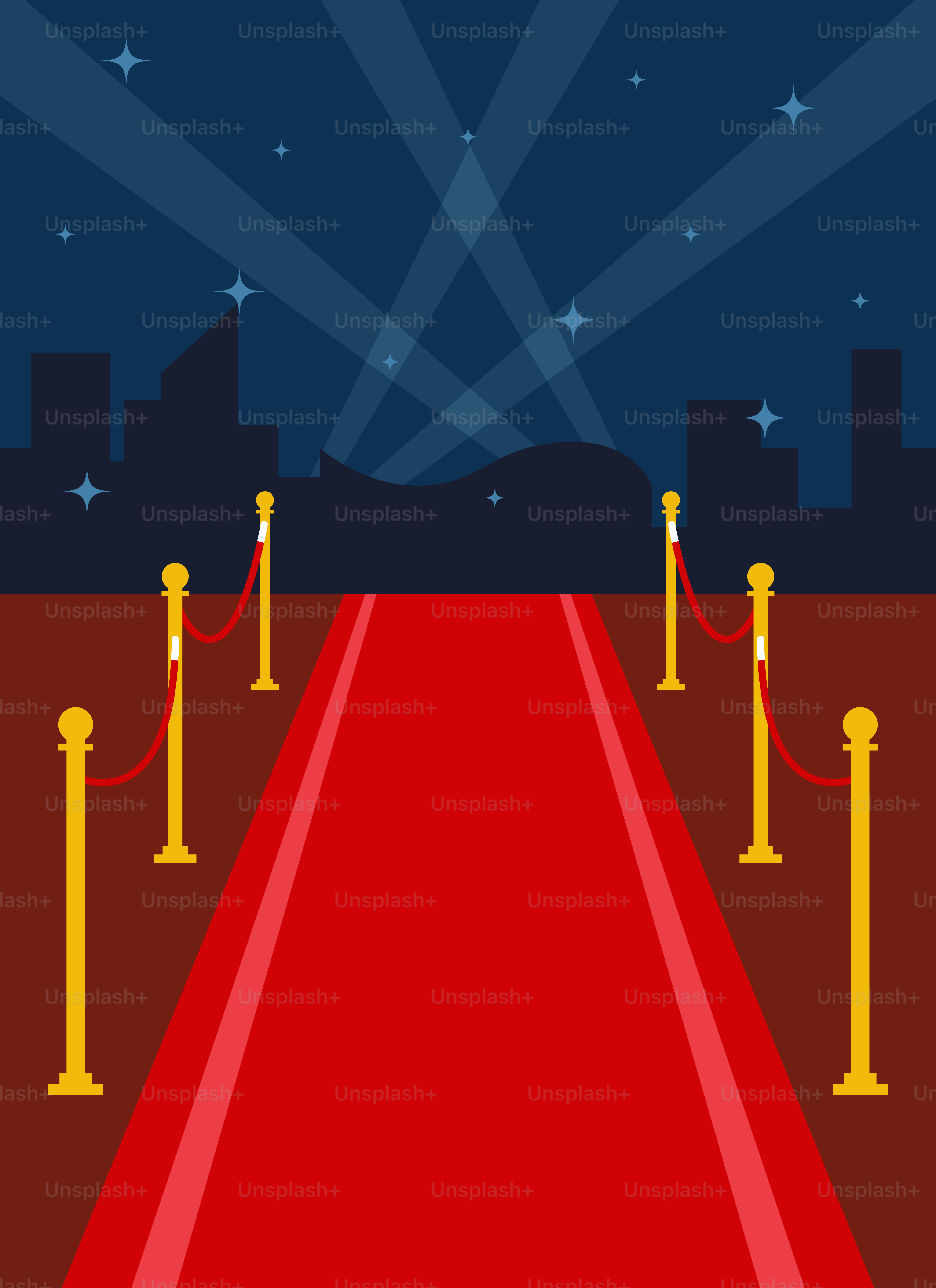 A red carpet with stance barriers and a red carpet