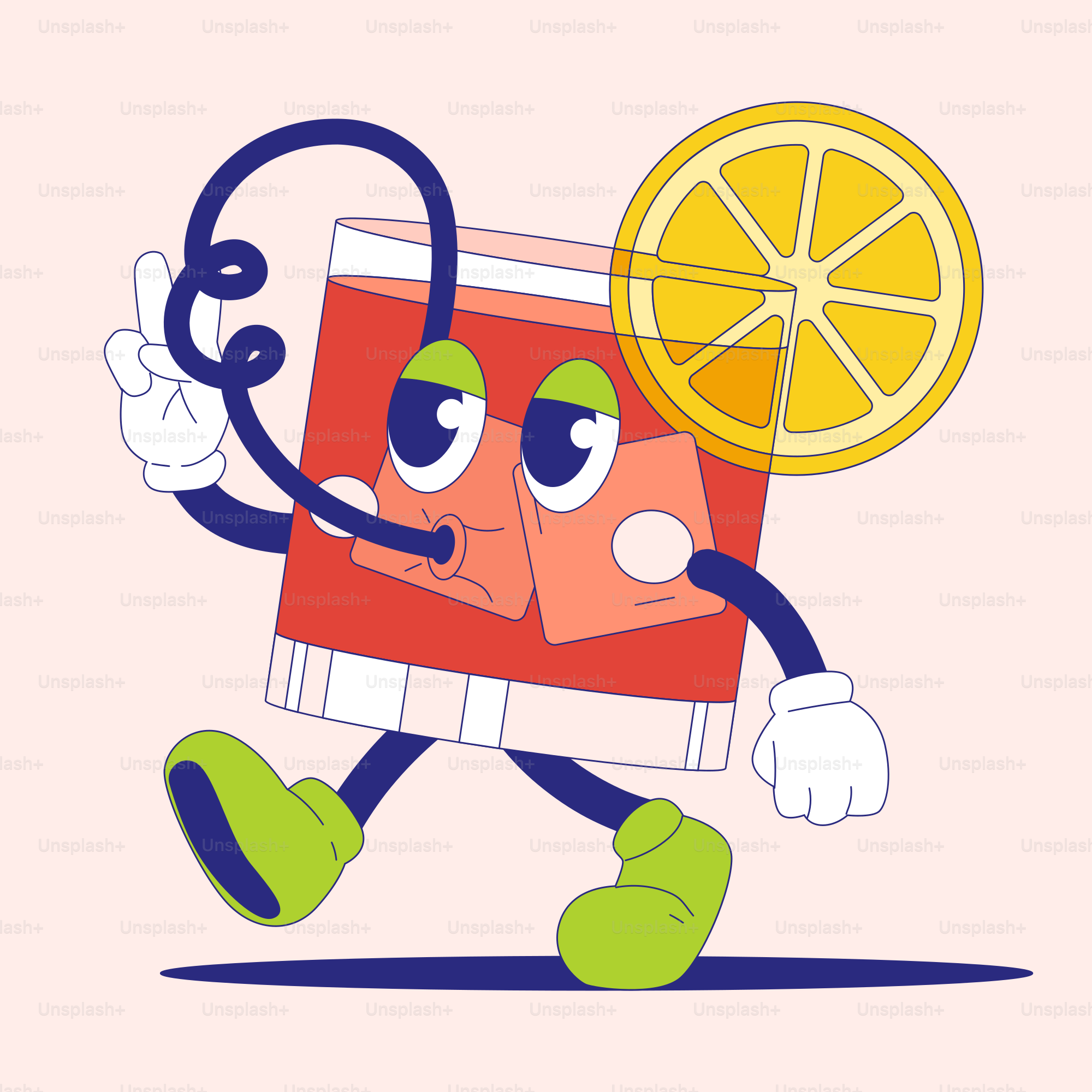 A cartoon orange juice character running with a stethoscope