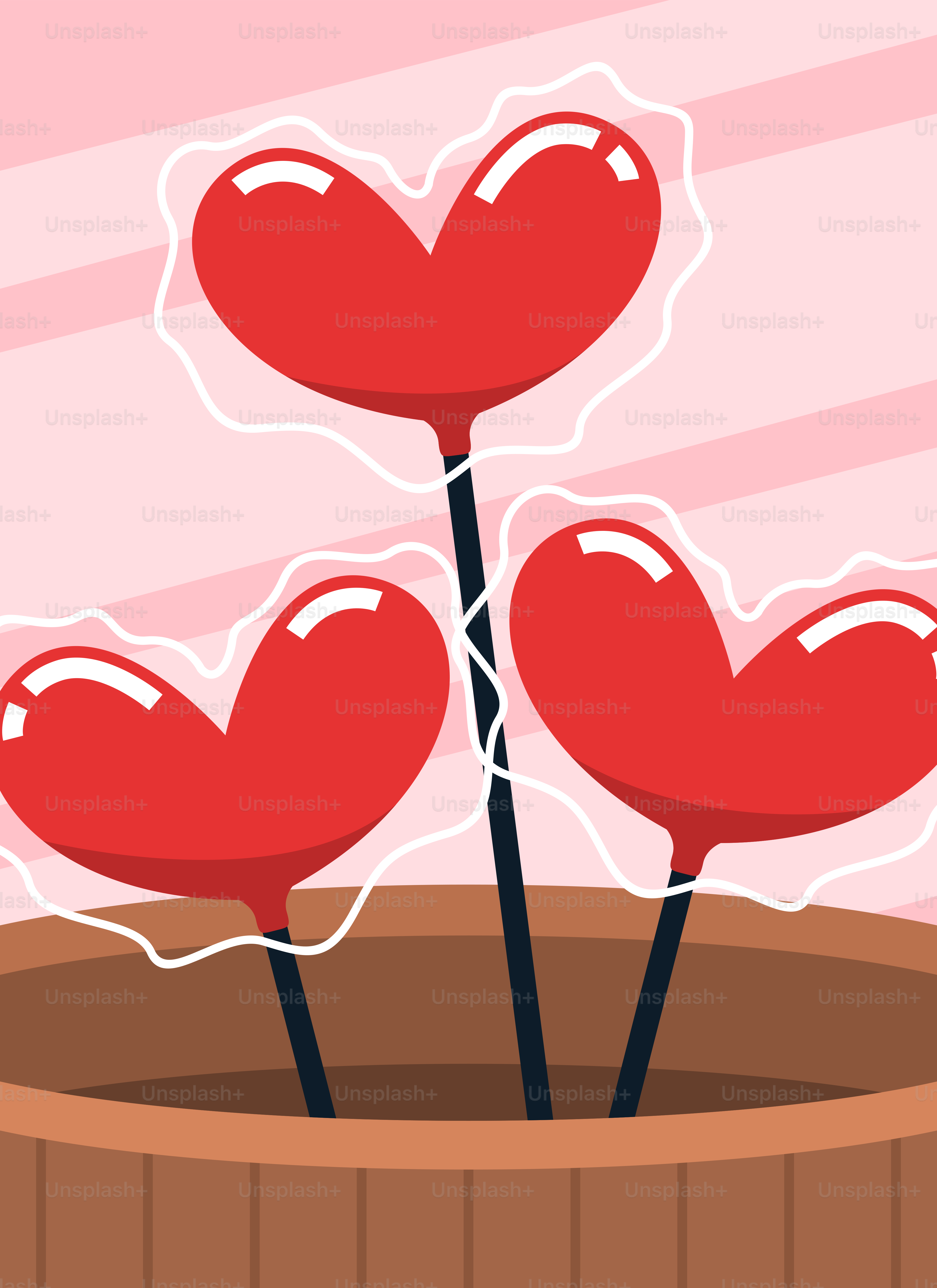 Un par de corazones rojos sobre un barril de madera